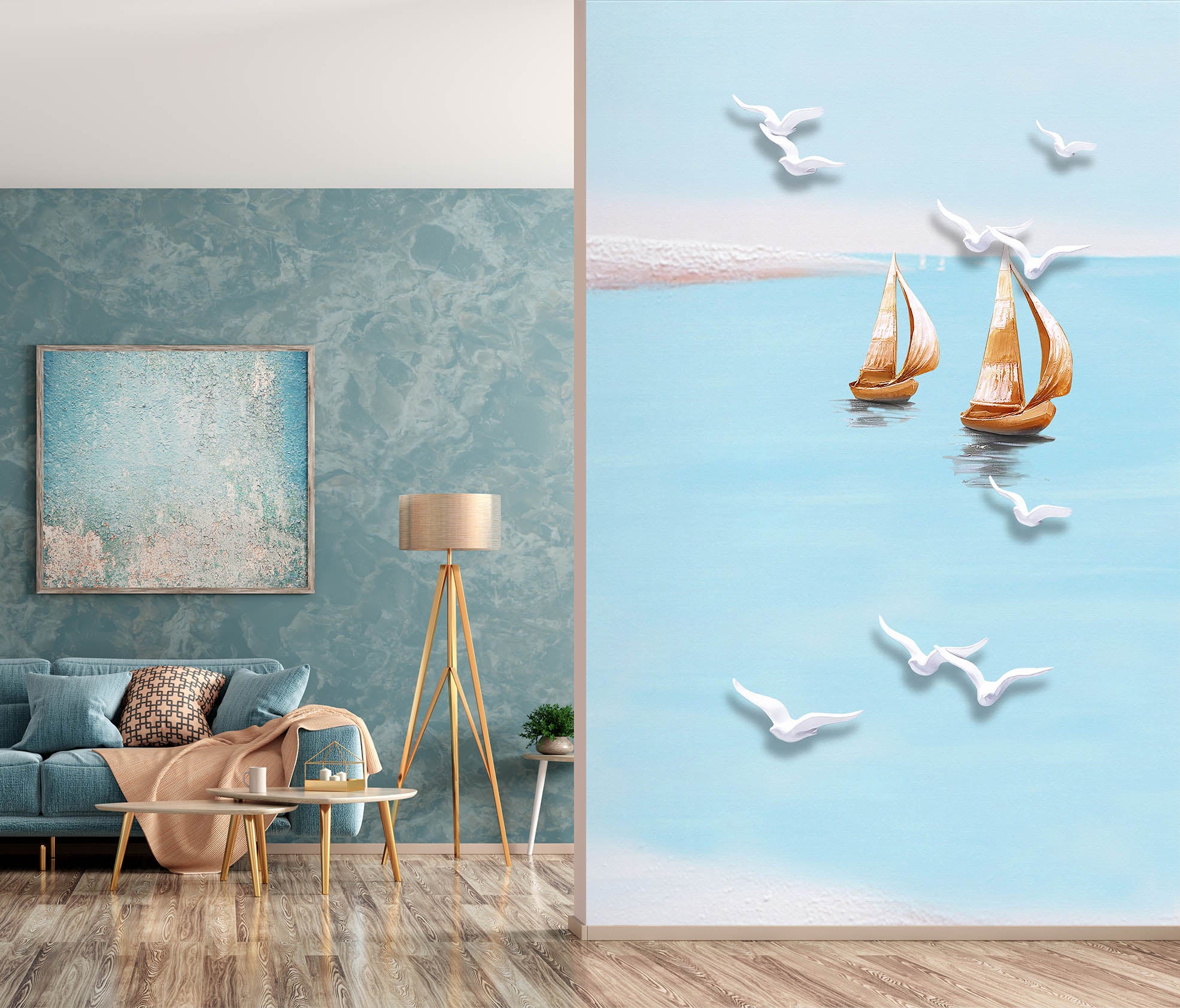 3D Asuka Boat 1830 Wall Murals
