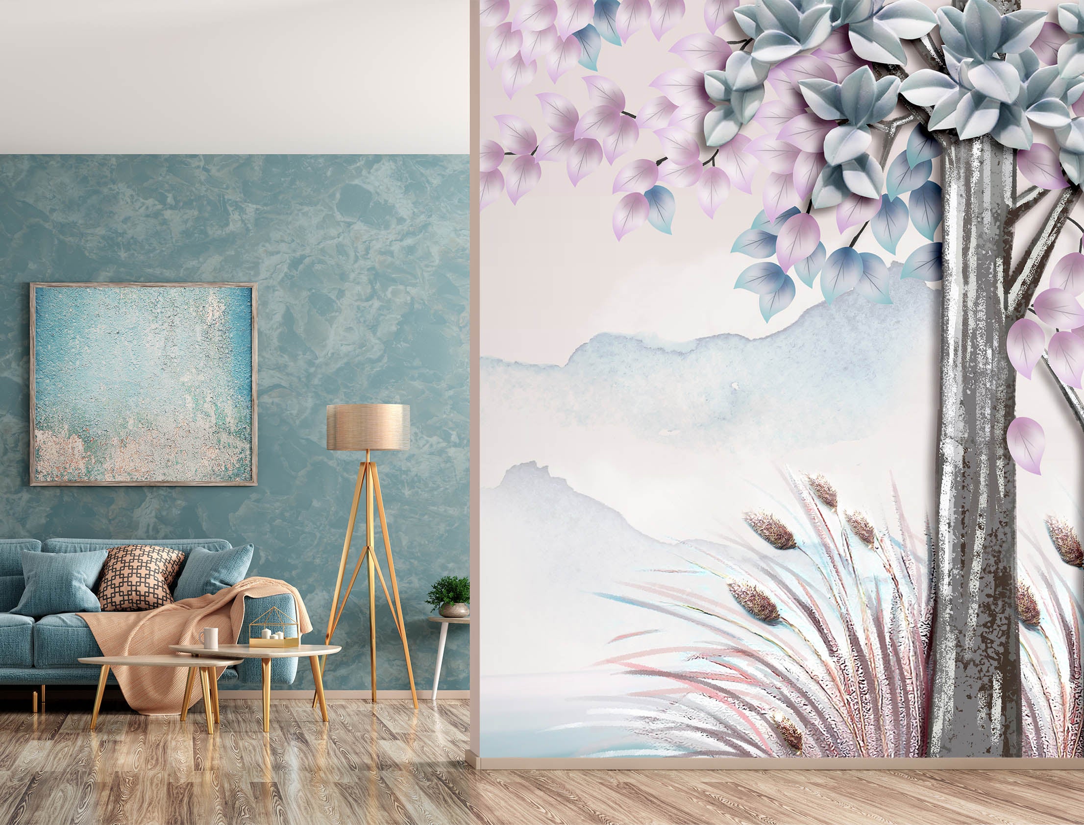 3D Misty Valley 1836 Wall Murals