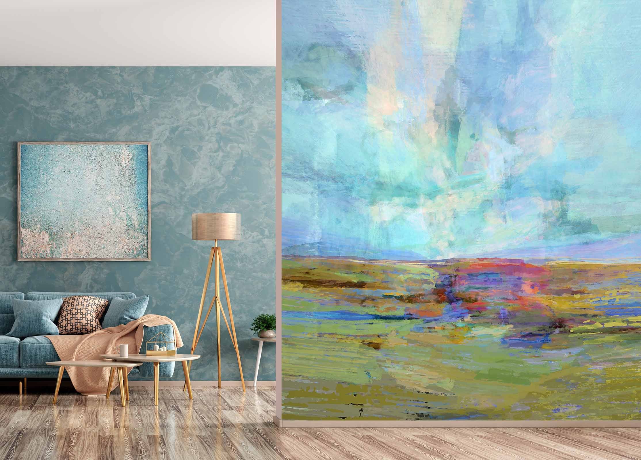 3D Blue Steppe 1417 Michael Tienhaara Wall Mural Wall Murals