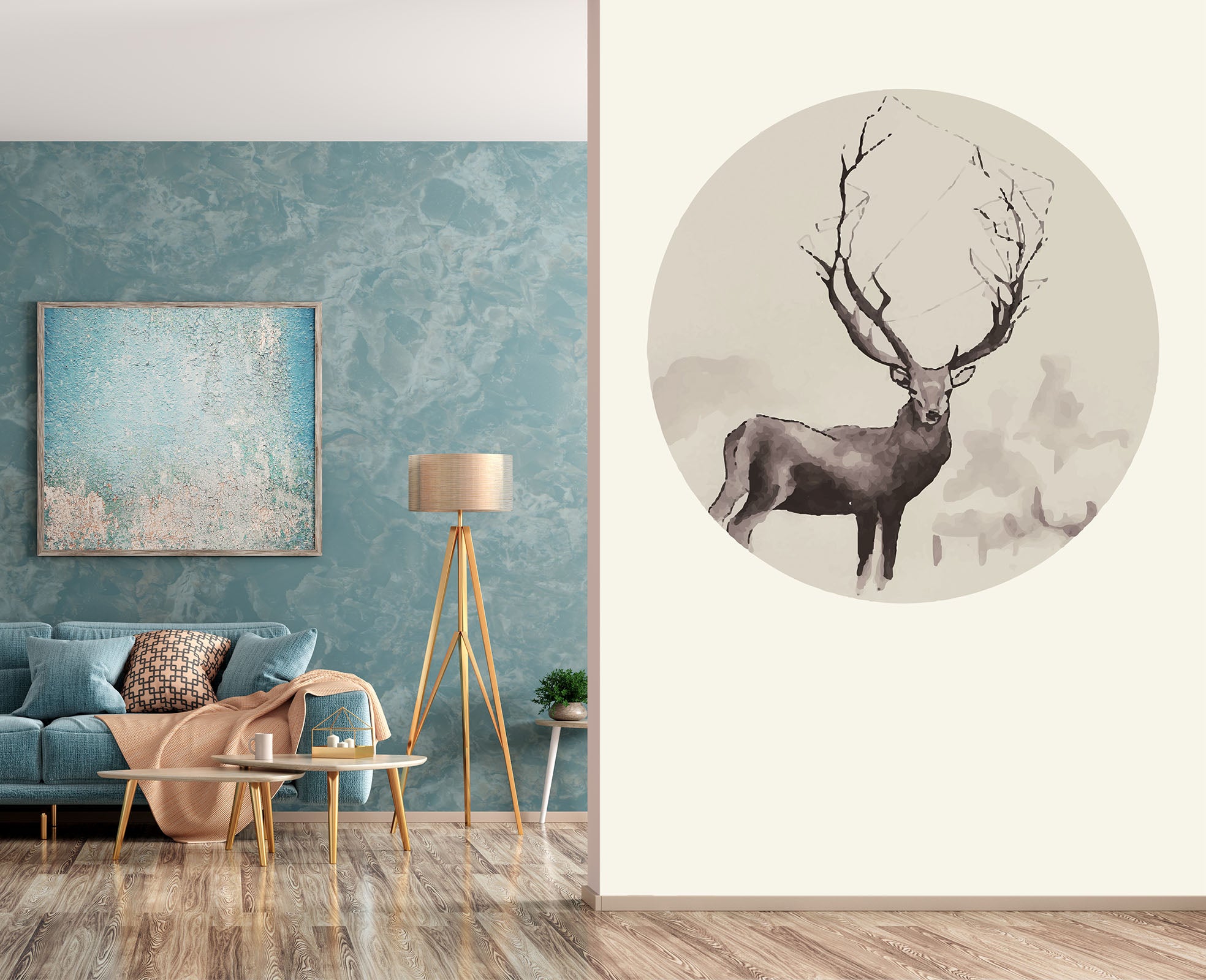 3D Grey Fawn 048 Wall Murals