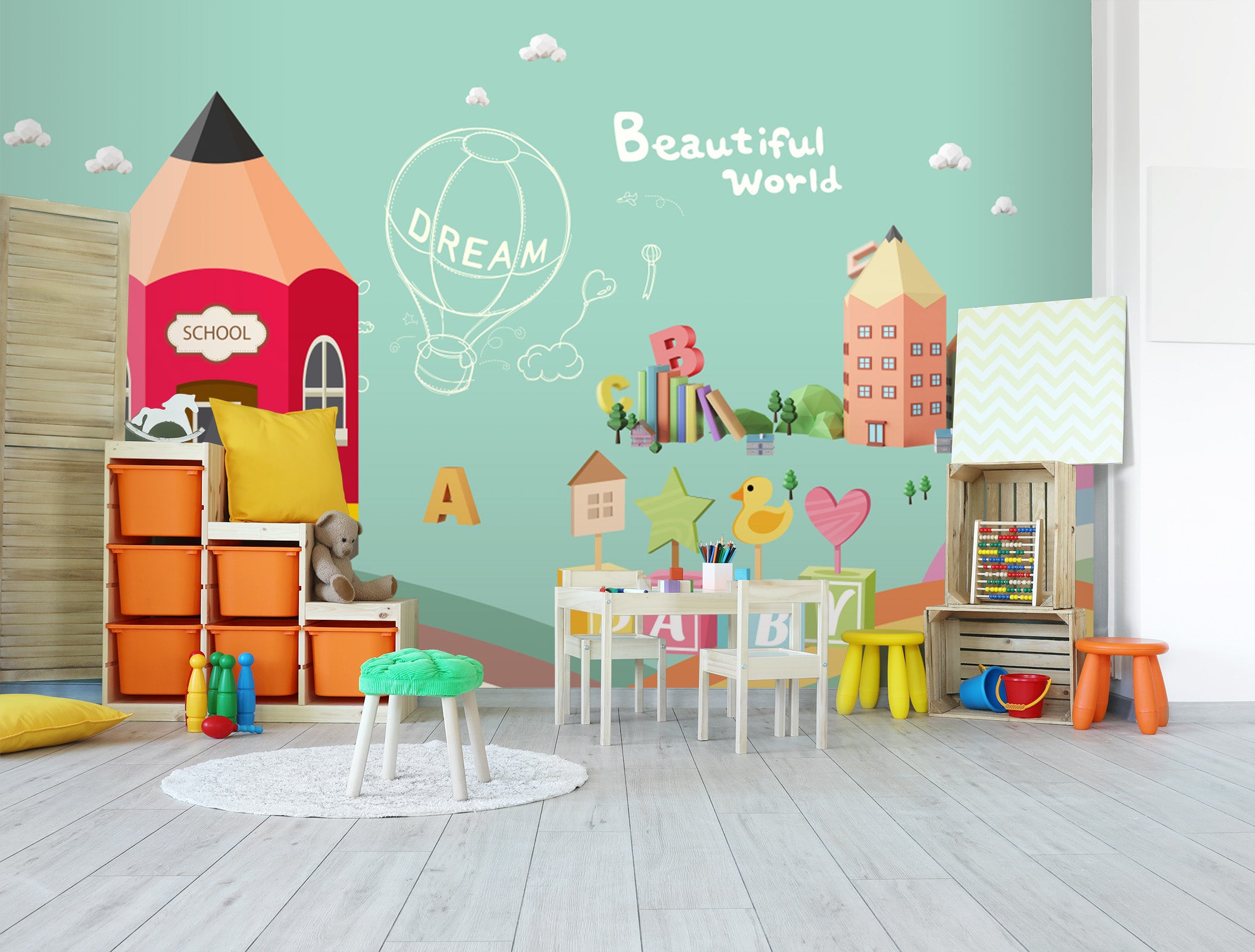 3D Cartoon Pencil House 277 Wall Murals