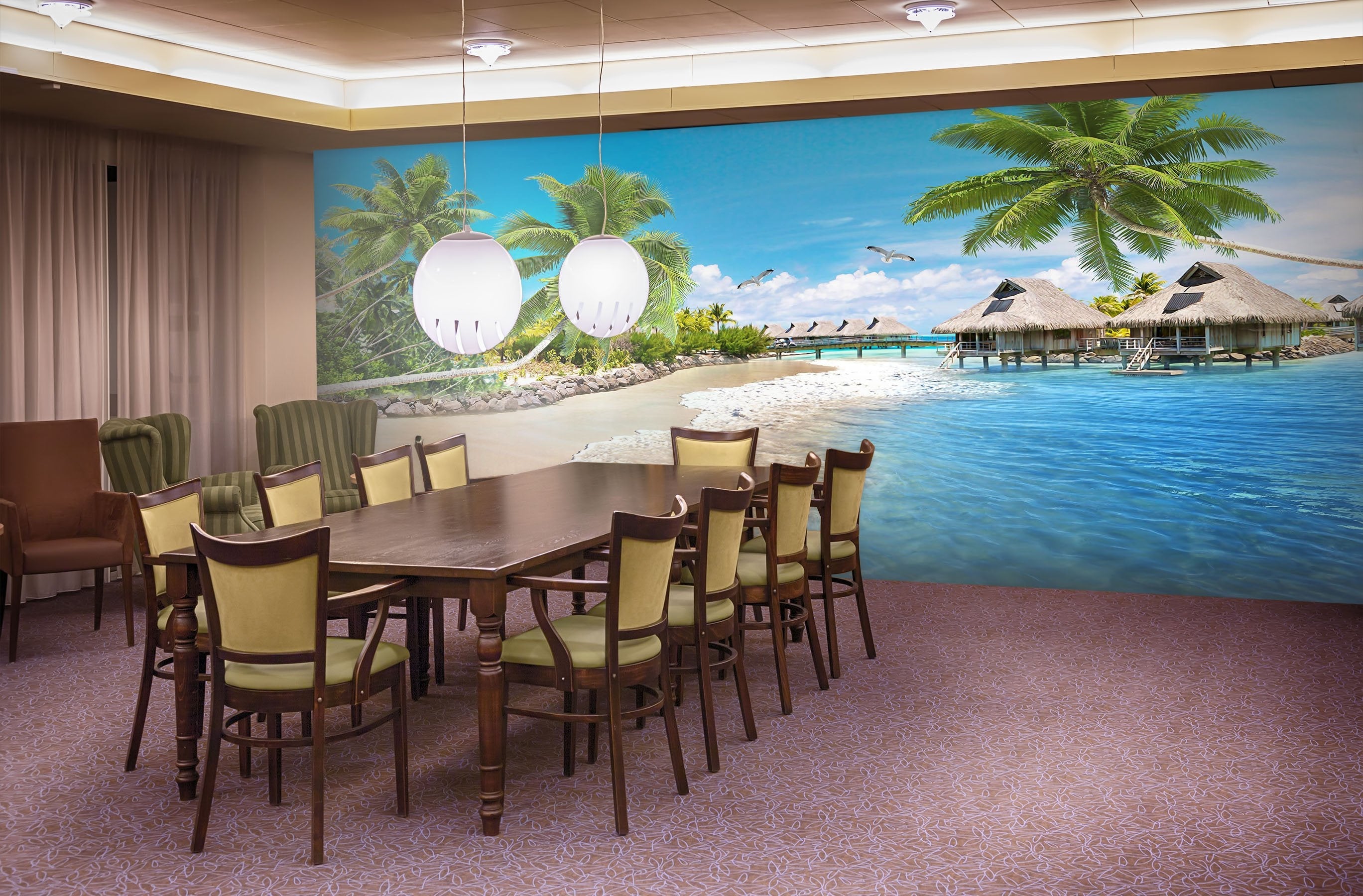 3D Palm tree beach ocean 02 Wall Murals Wallpaper AJ Wallpaper