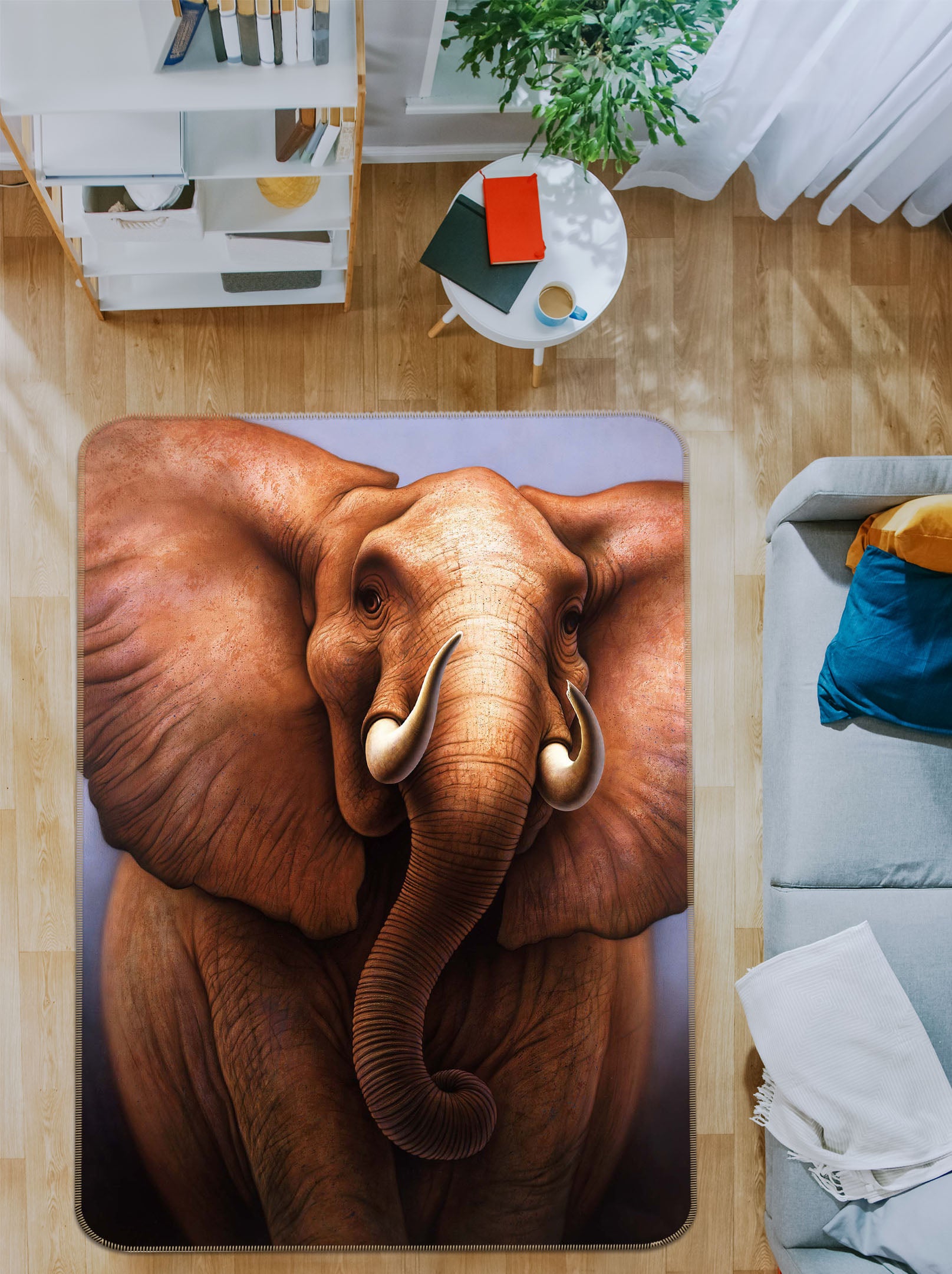 3D Elephant 1070 Jerry LoFaro Rug Non Slip Rug Mat
