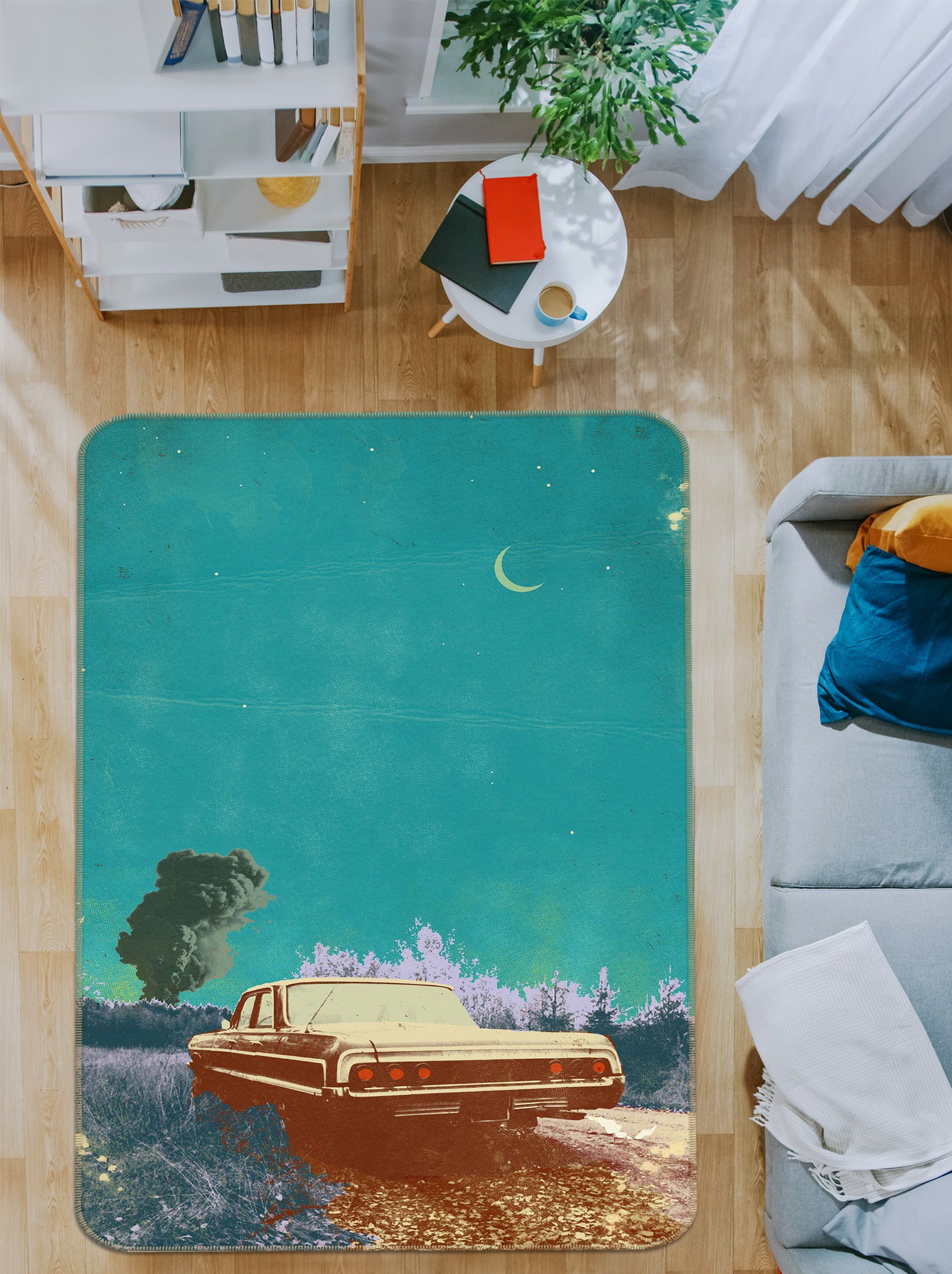 3D Night Forest 1002 Showdeer Rug Non Slip Rug Mat