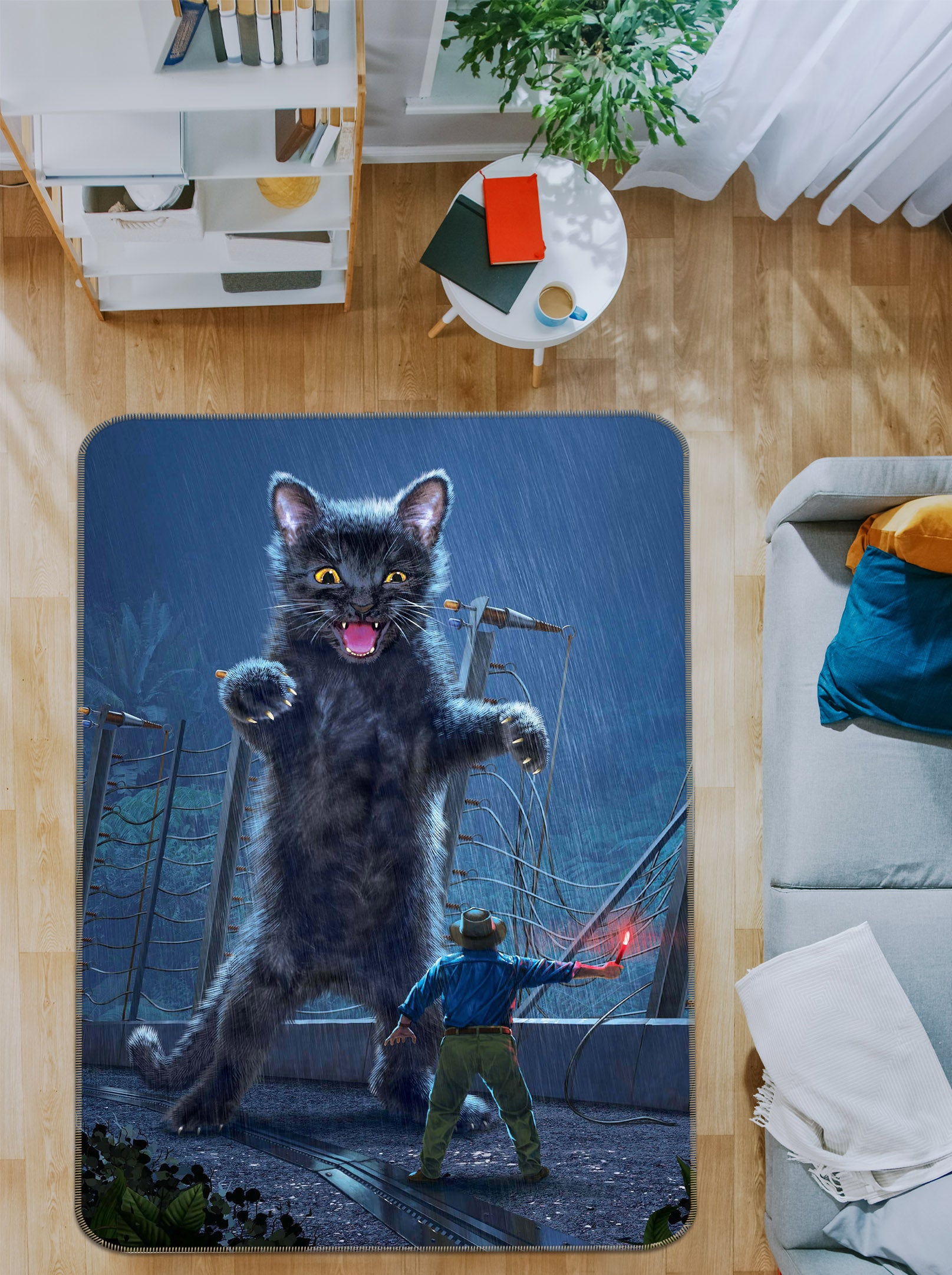 3D Jurassic Kitty 1046 Vincent Hie Rug Non Slip Rug Mat