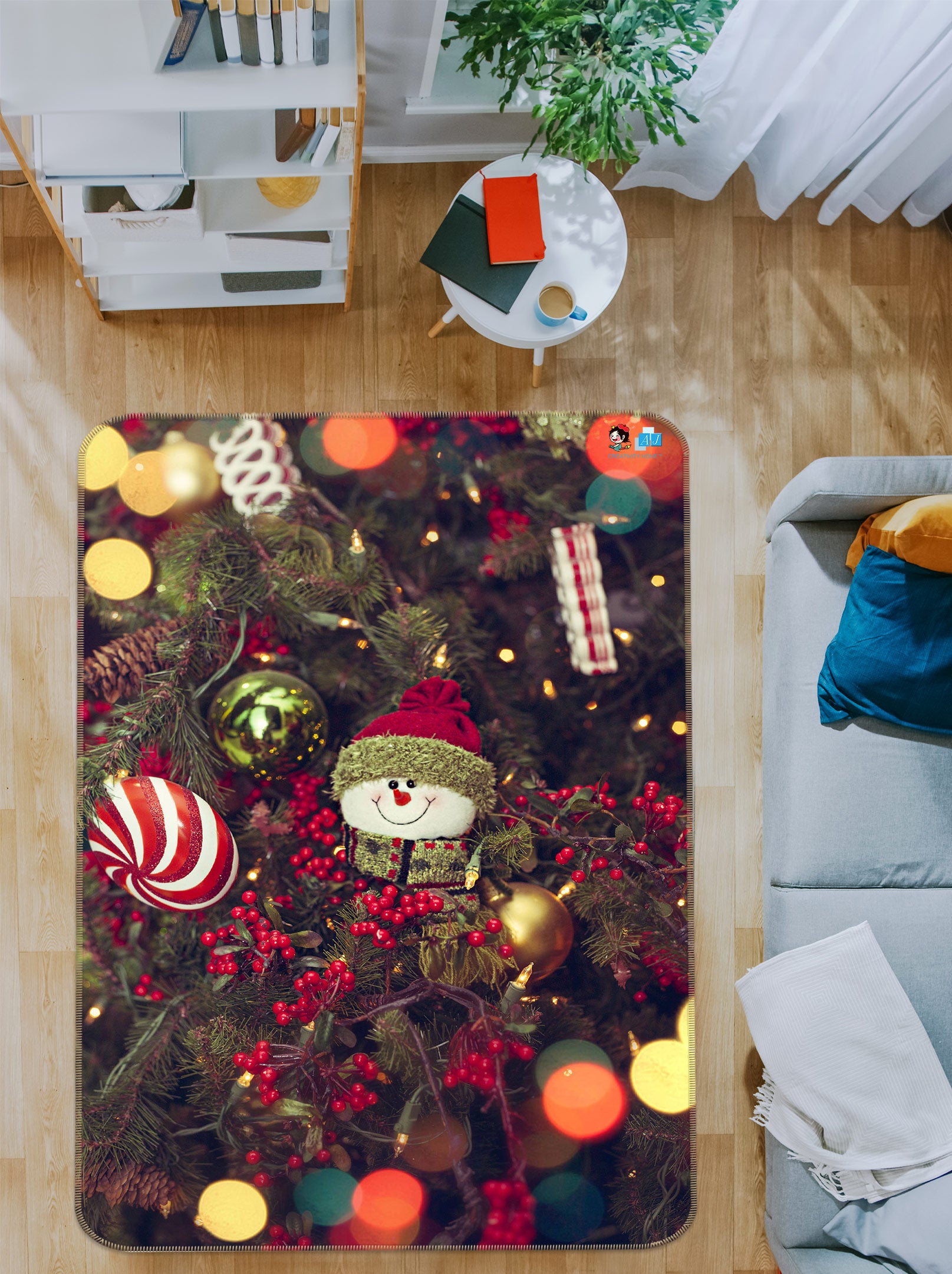 3D Tree Doll 56185 Christmas Non Slip Rug Mat Xmas