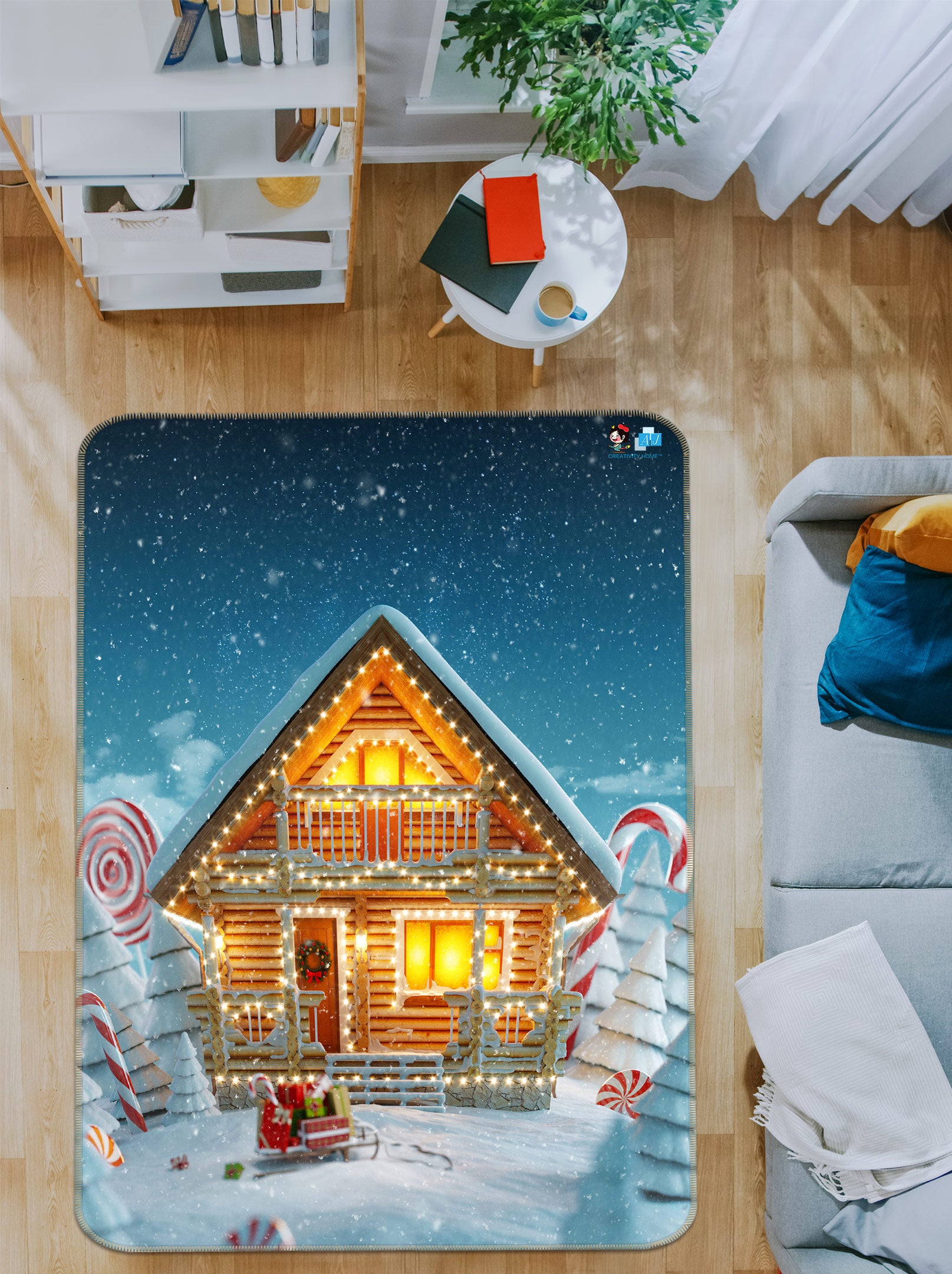 3D House Snow 56190 Christmas Non Slip Rug Mat Xmas