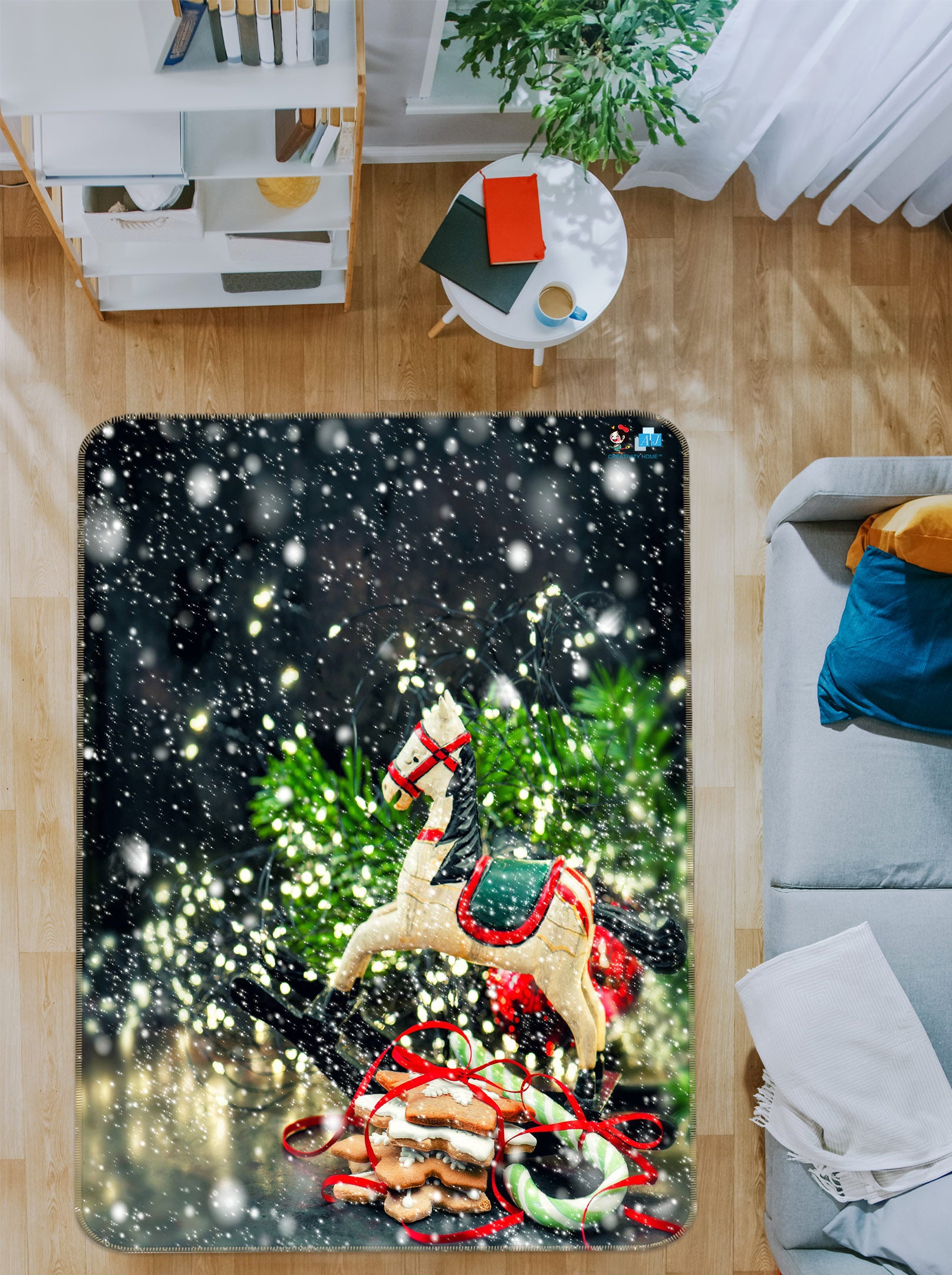 3D Trojan Horse 56186 Christmas Non Slip Rug Mat Xmas