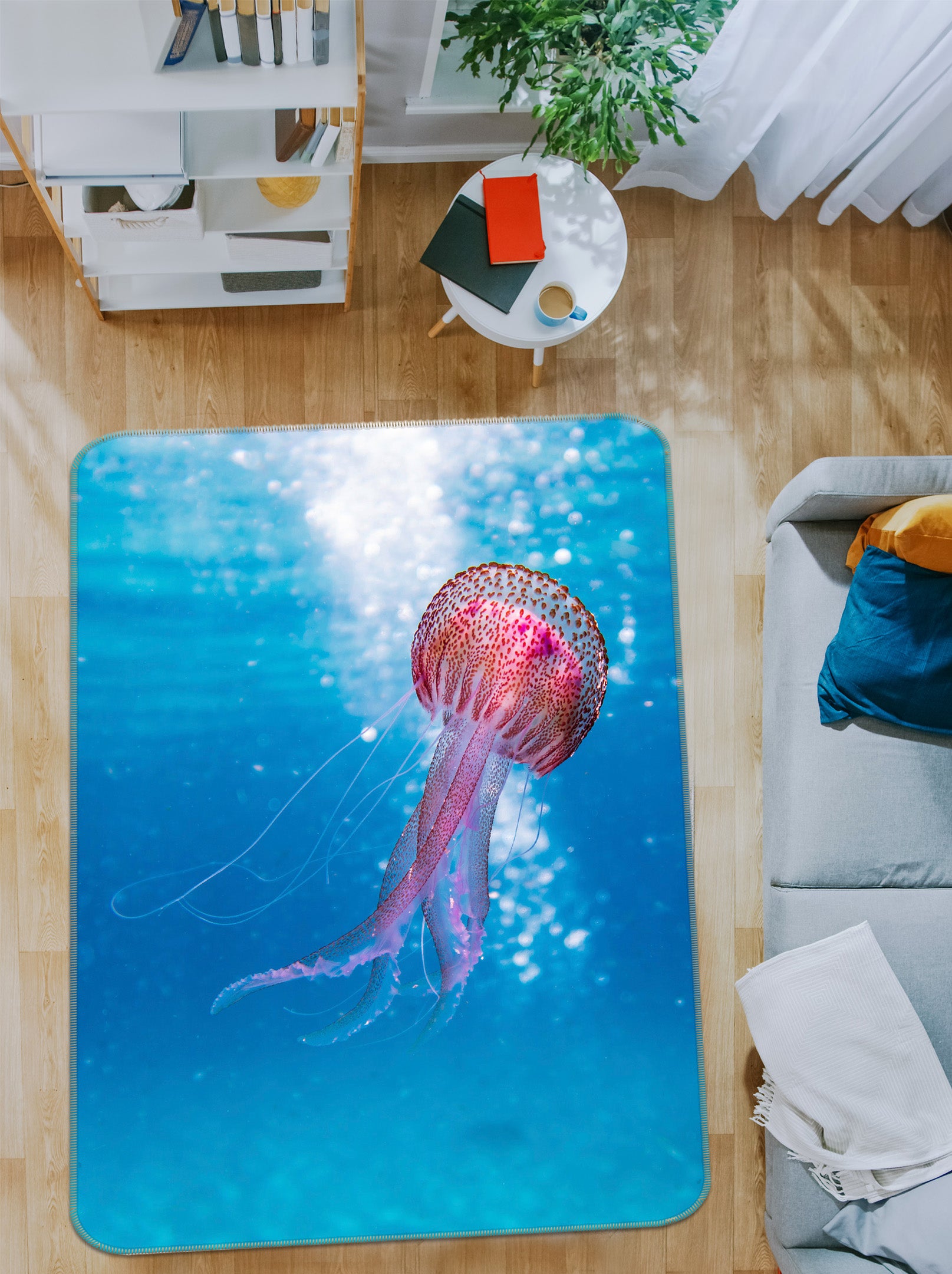 3D Red Jellyfish 151 Animal Non Slip Rug Mat