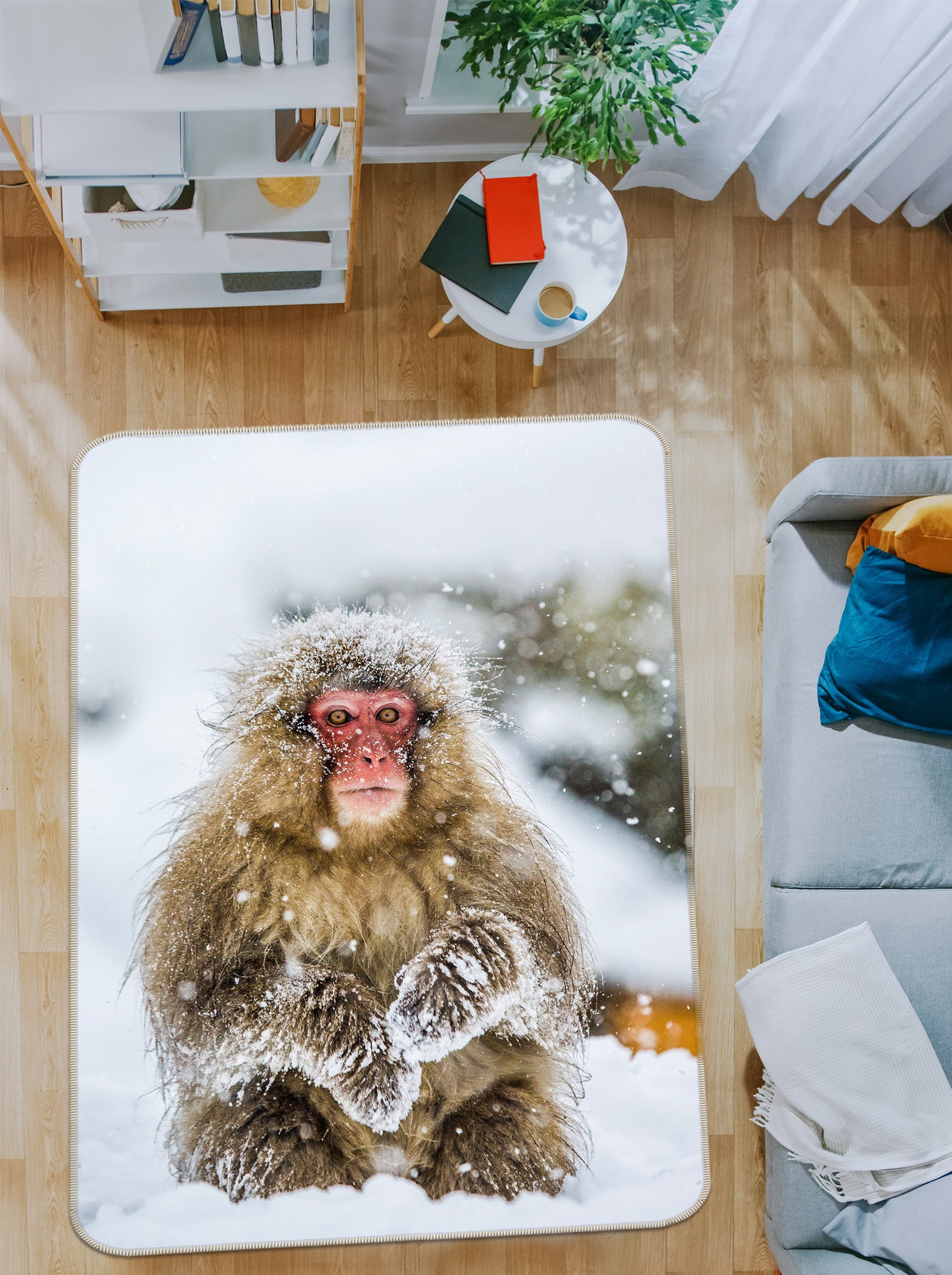 3D Snow Monkey 166 Animal Non Slip Rug Mat