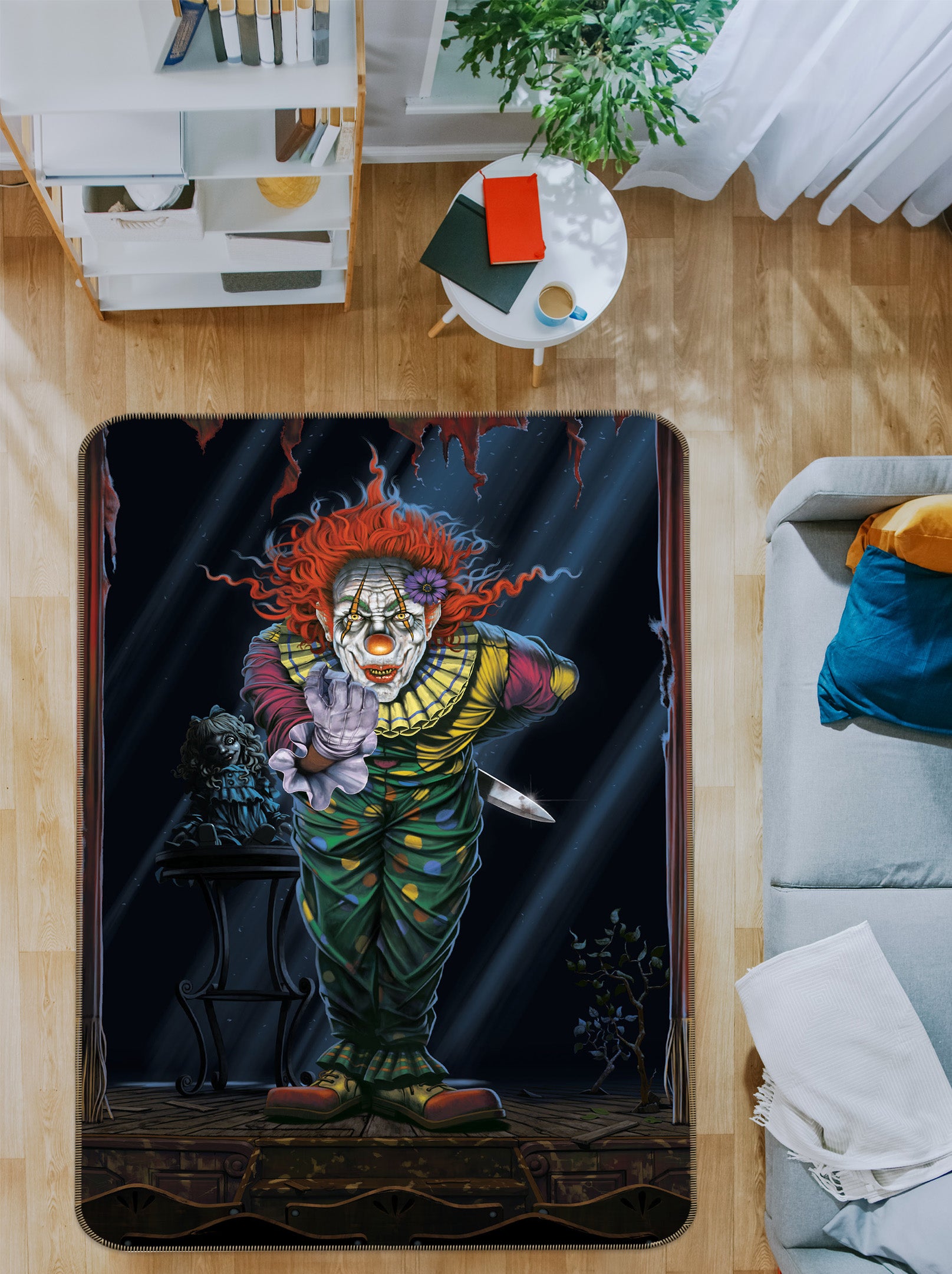 3D Surprise Clown 1071 Vincent Hie Rug Non Slip Rug Mat