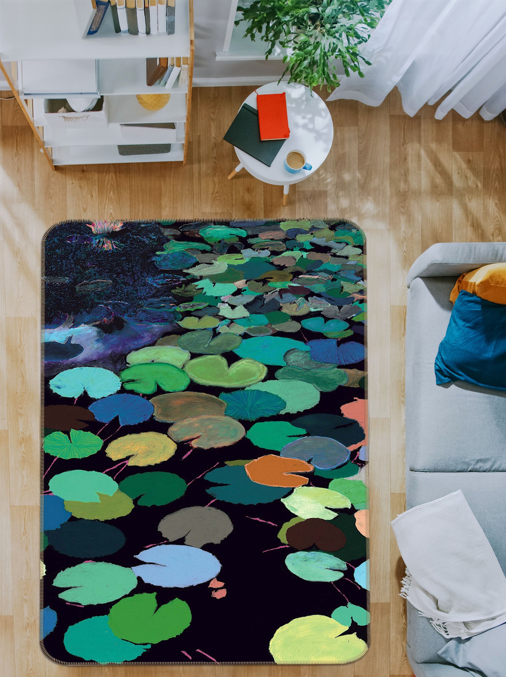 3D Color Lotus Leaf 3010 Allan P. Friedlander Rug Non Slip Rug Mat