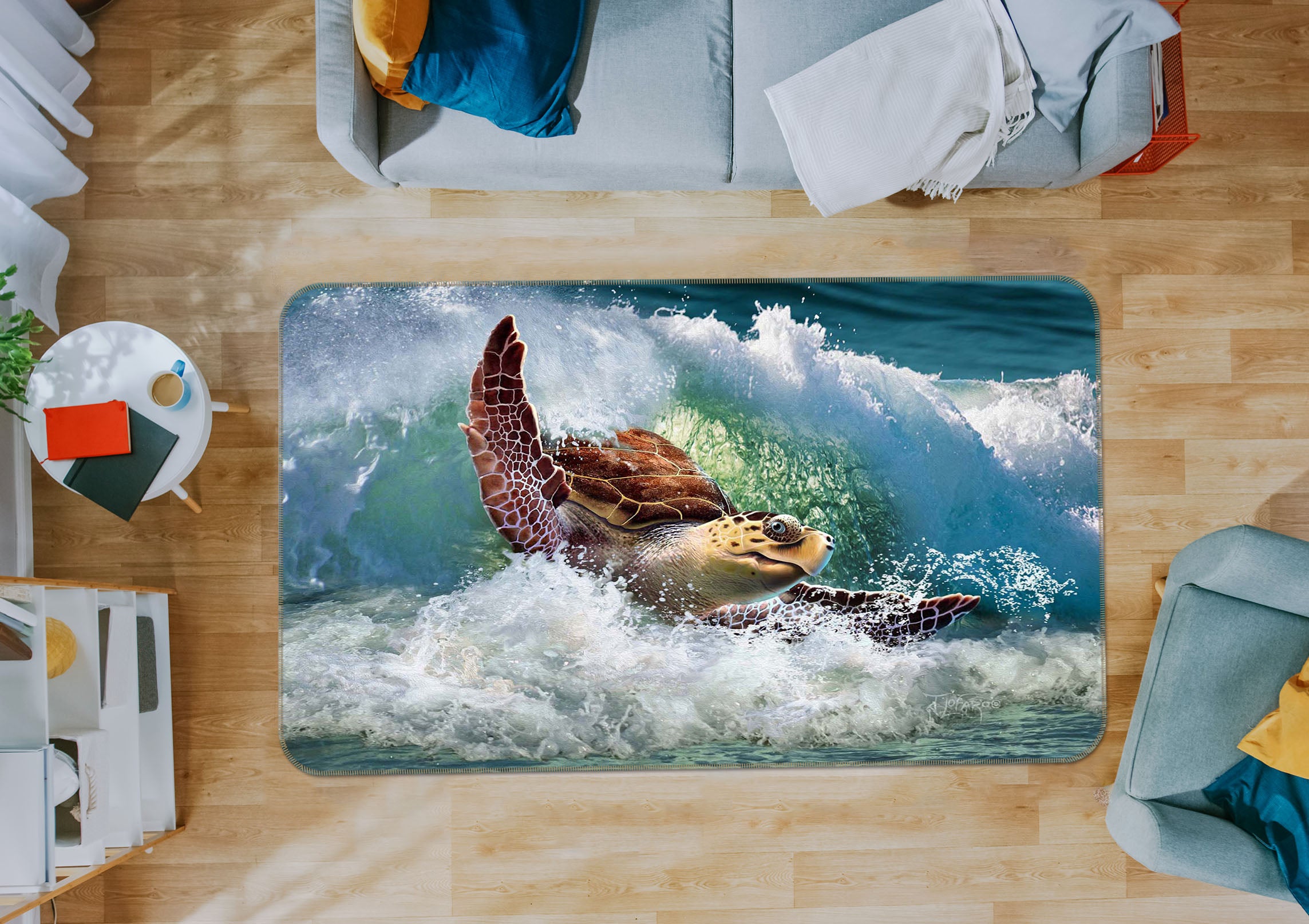 3D SeaTurtle 1001 Jerry LoFaro Rug Non Slip Rug Mat