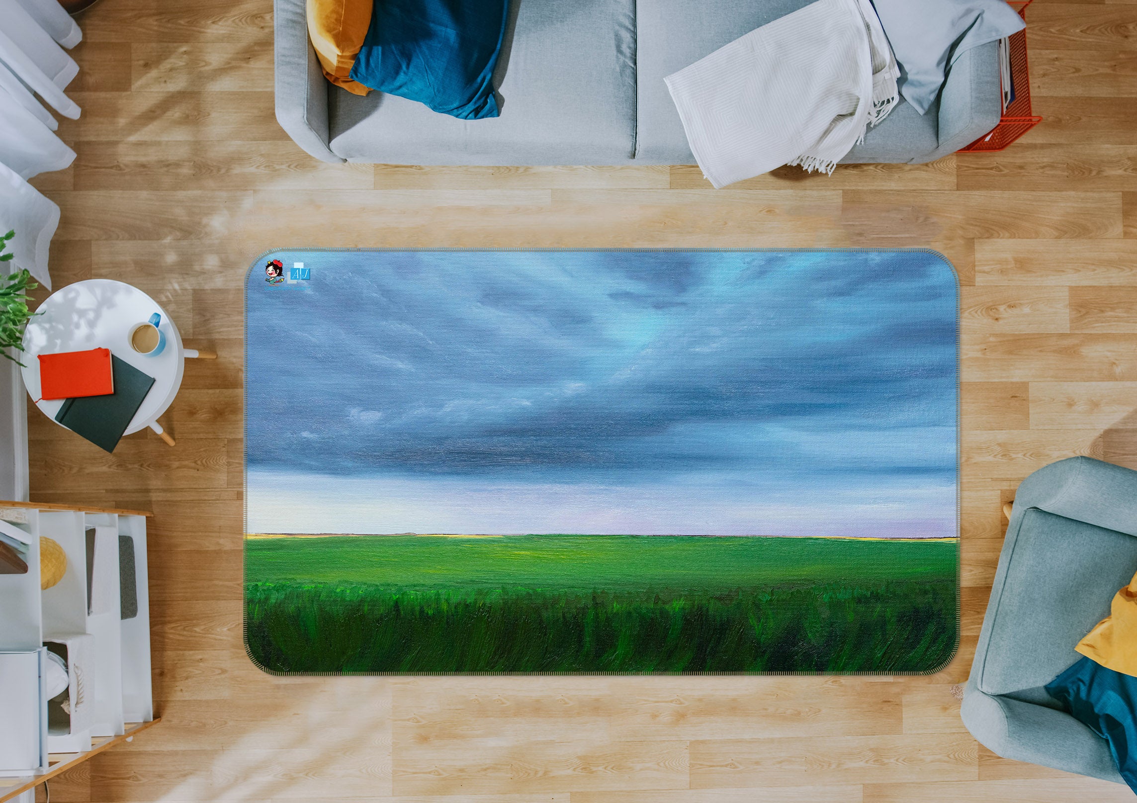 3D Grass Sky 18111 Marina Zotova Rug Non Slip Rug Mat