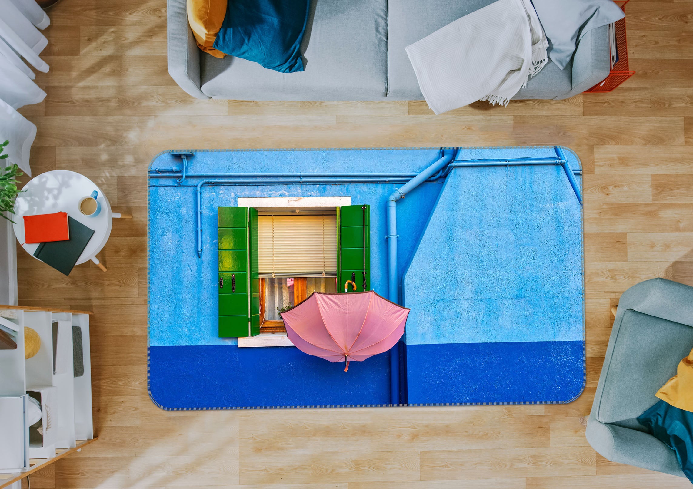 3D Blue Wall 1188 Marco Carmassi Rug Non Slip Rug Mat