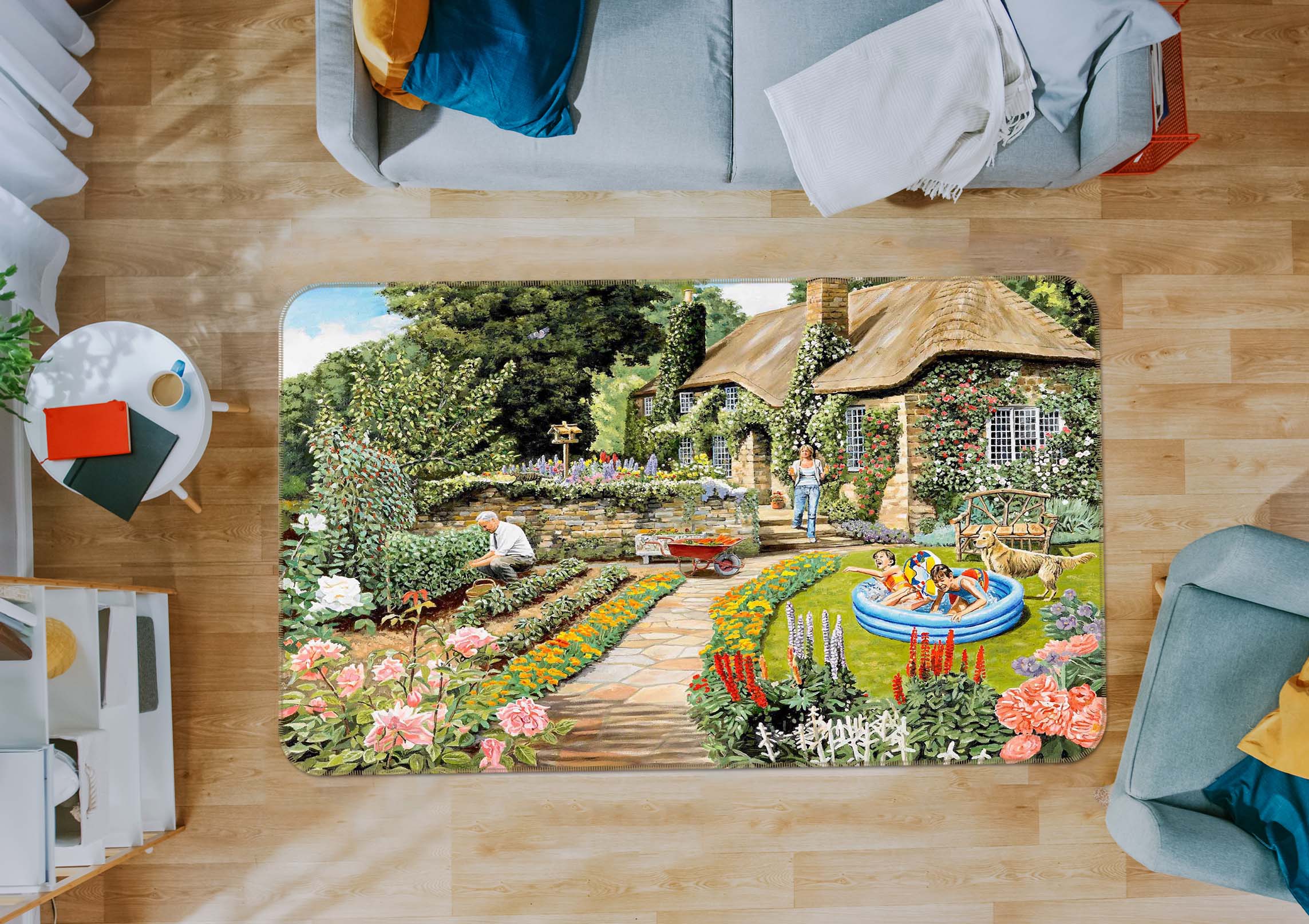 3D Summer Garden 1104 Trevor Mitchell Rug Non Slip Rug Mat