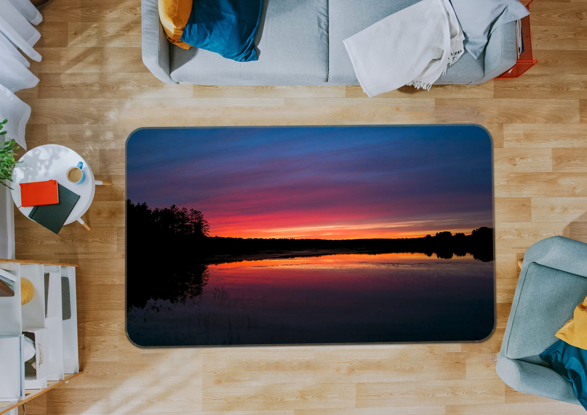 3D Twilight Lake 1030 Jerry LoFaro Rug Non Slip Rug Mat