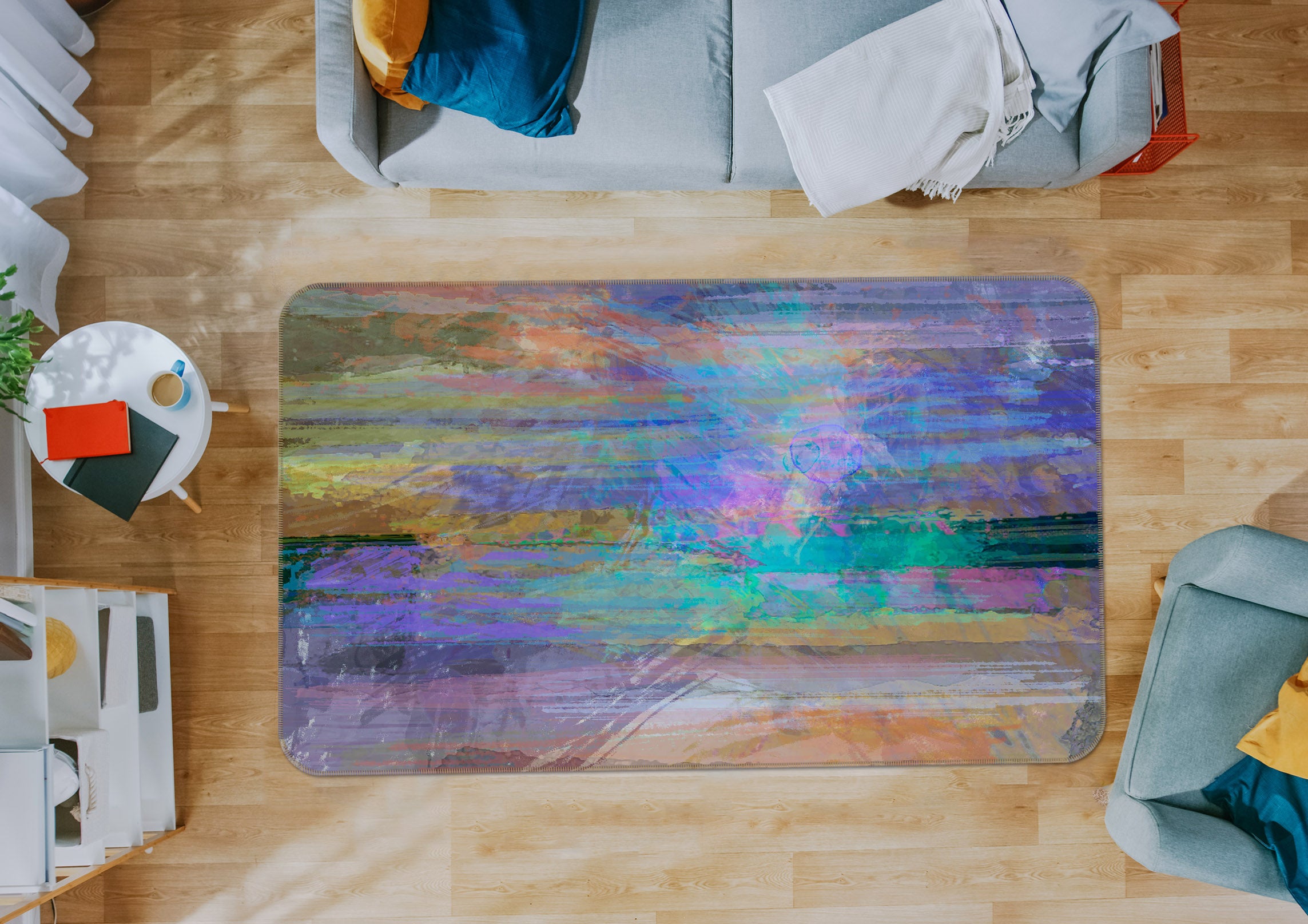 3D Blue Ink 129 Michael Tienhaara Rug Non Slip Rug Mat