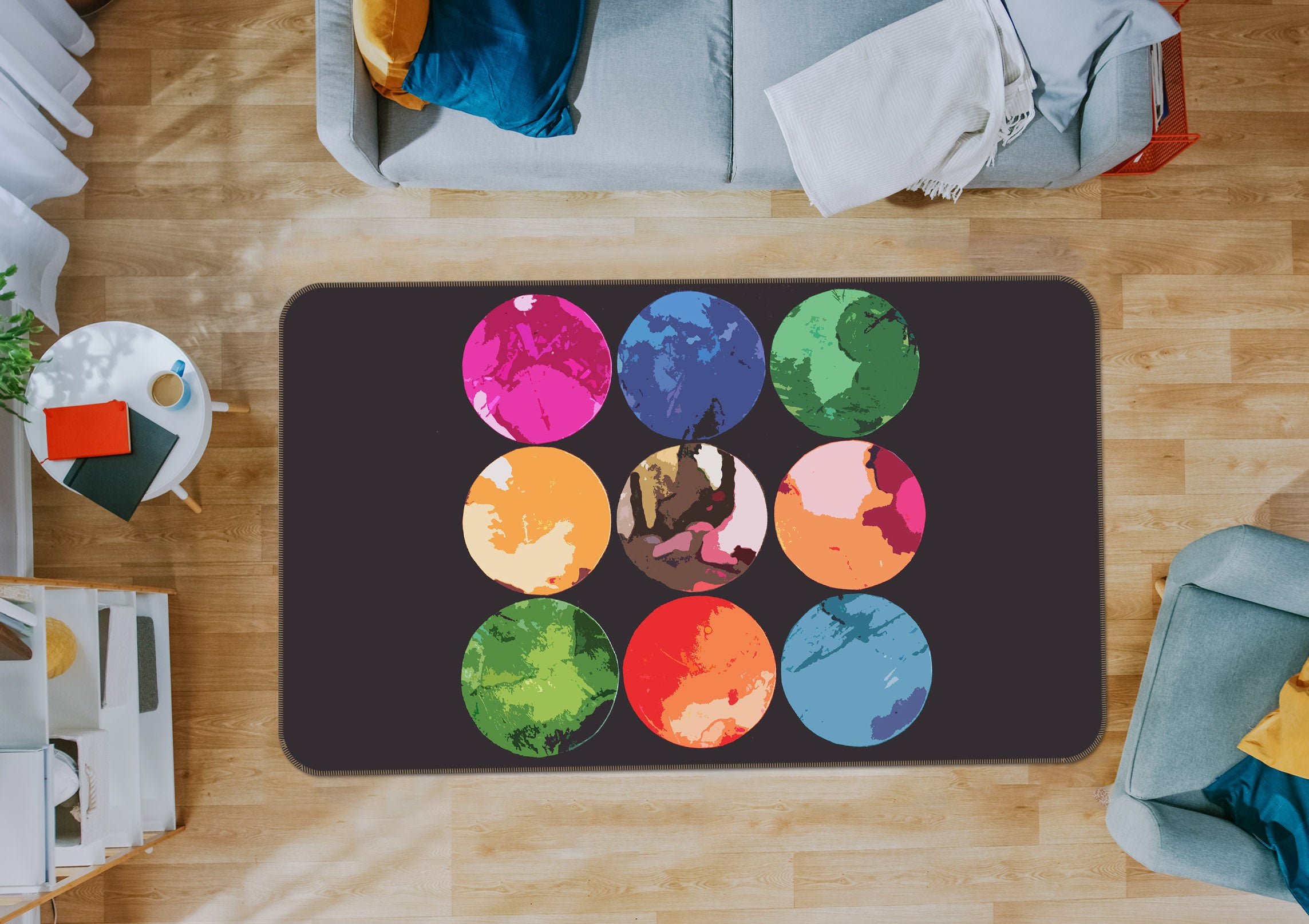 3D Color Circle 71019 Shandra Smith Rug Non Slip Rug Mat