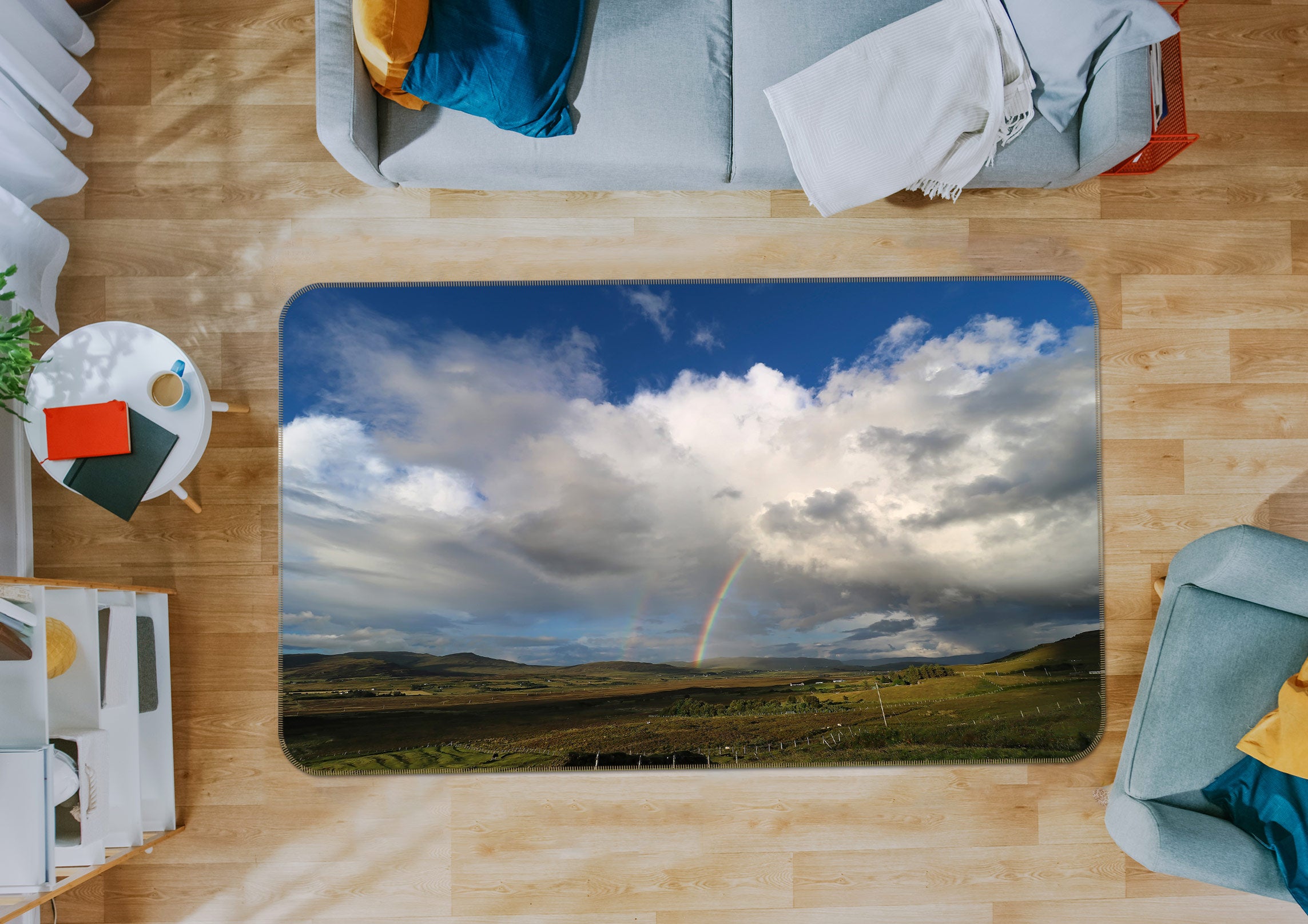 3D Rainbow Cloud 1016 Jerry LoFaro Rug Non Slip Rug Mat