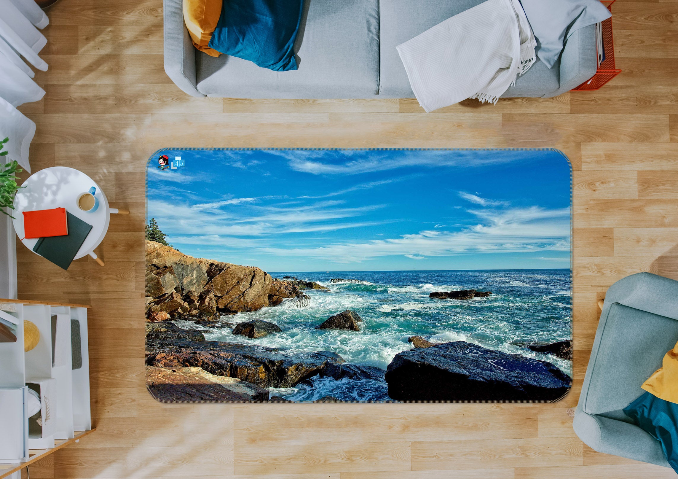 3D Seaside Reef 62199 Kathy Barefield Rug Non Slip Rug Mat