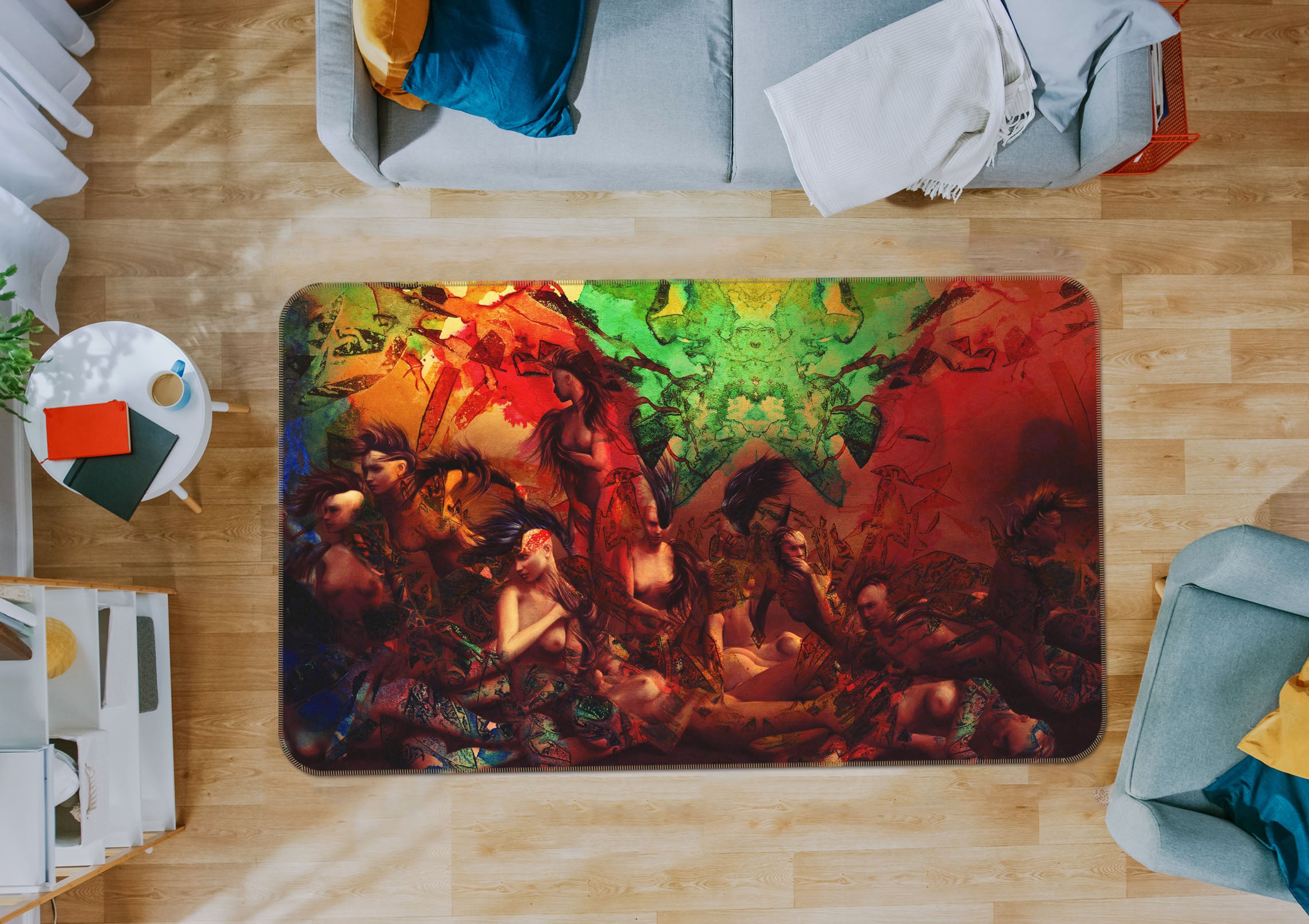 3D Life In Technicolor 1005 Marco Cavazzana Rug Non Slip Rug Mat