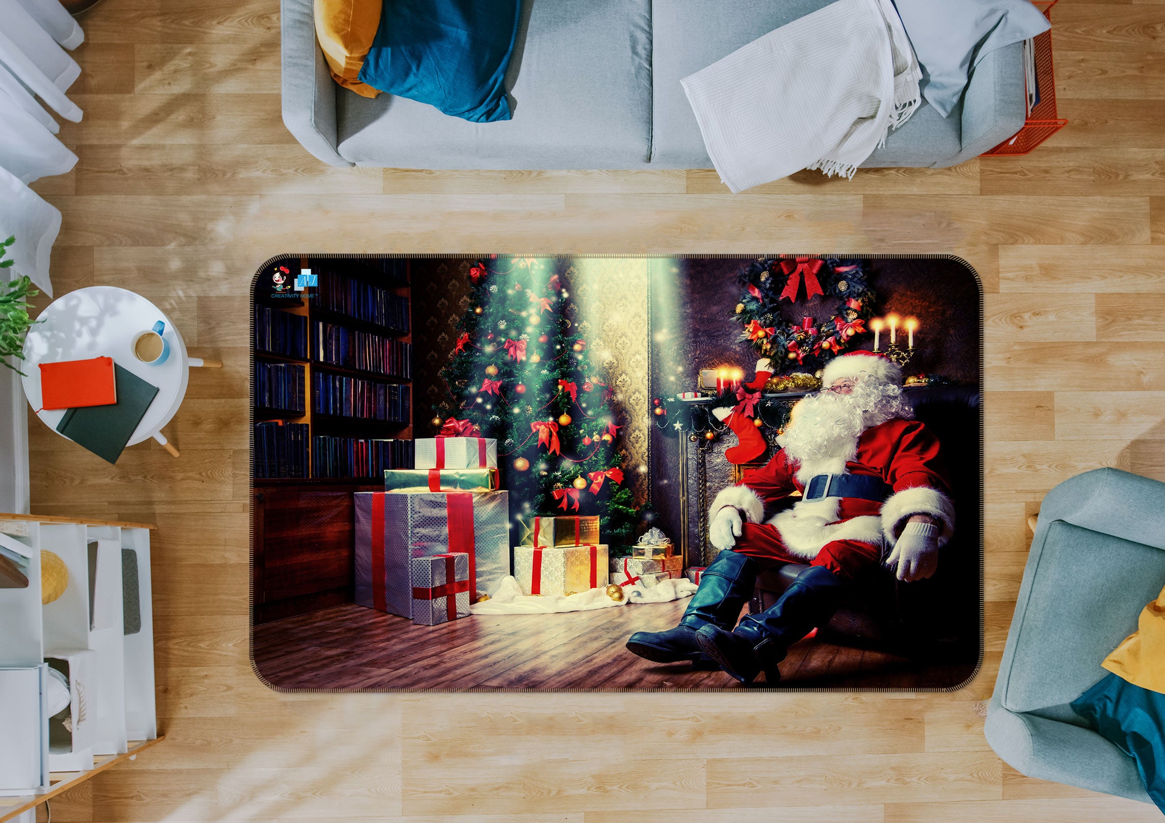 3D Santa Gift 56107 Christmas Non Slip Rug Mat Xmas