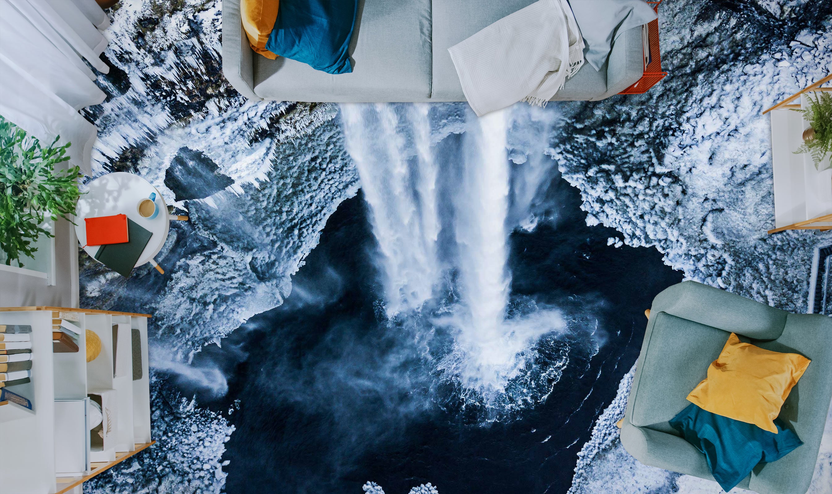 3D Cold Waterfall 686 Floor Mural Wallpaper Murals Rug & Mat Print Epoxy waterproof bath floor