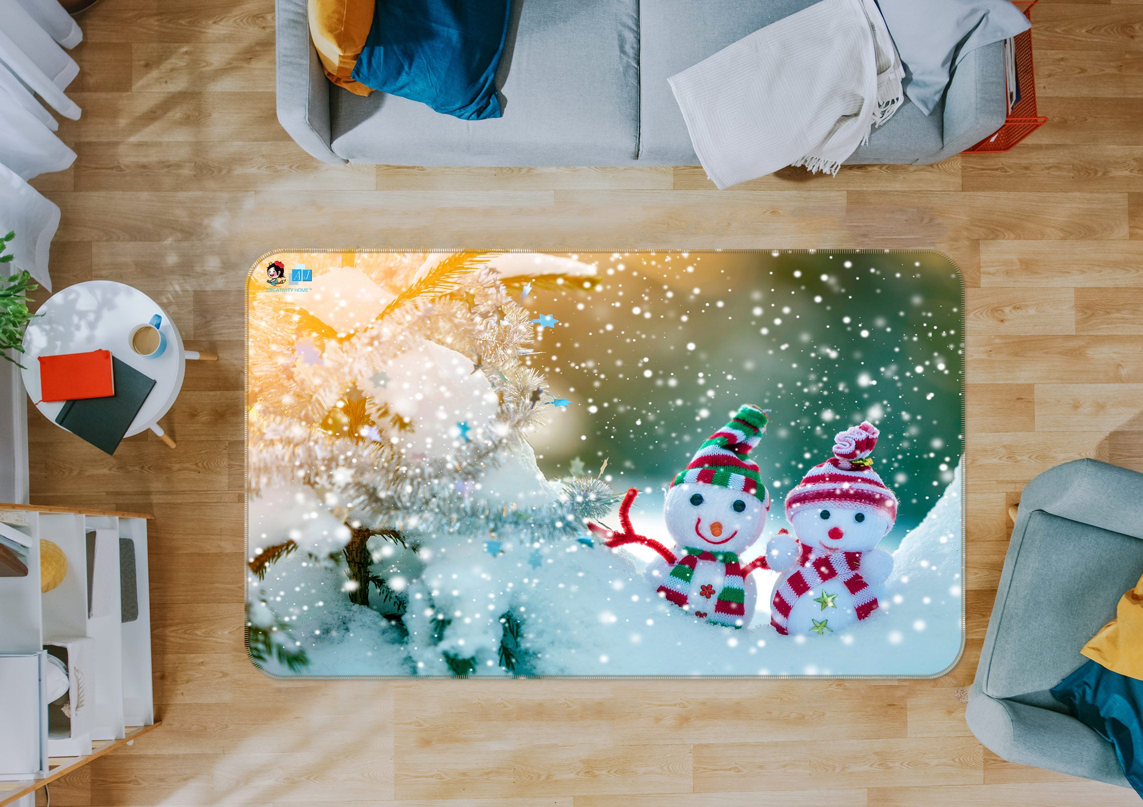 3D Snowman Doll 56155 Christmas Non Slip Rug Mat Xmas