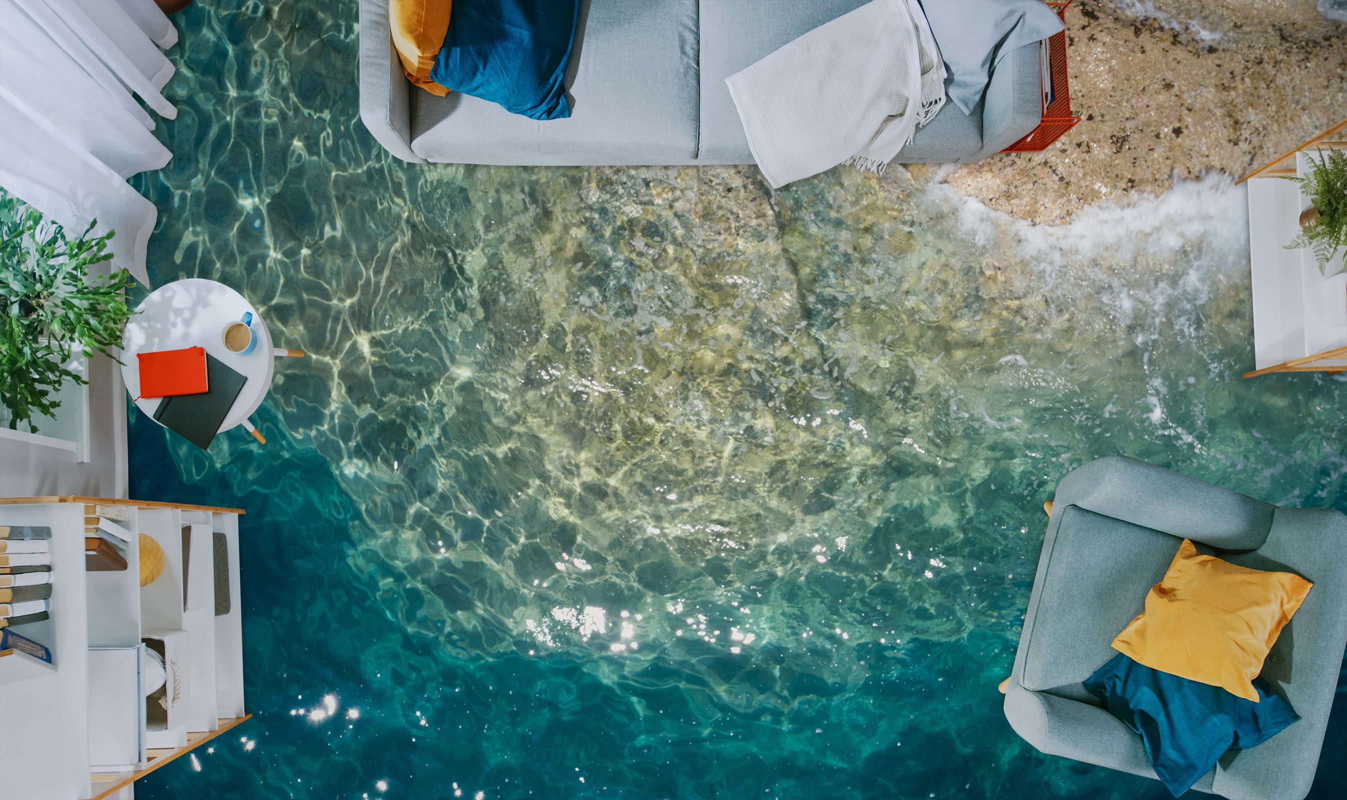 3D Clear Shallow Sea 485 Floor Mural