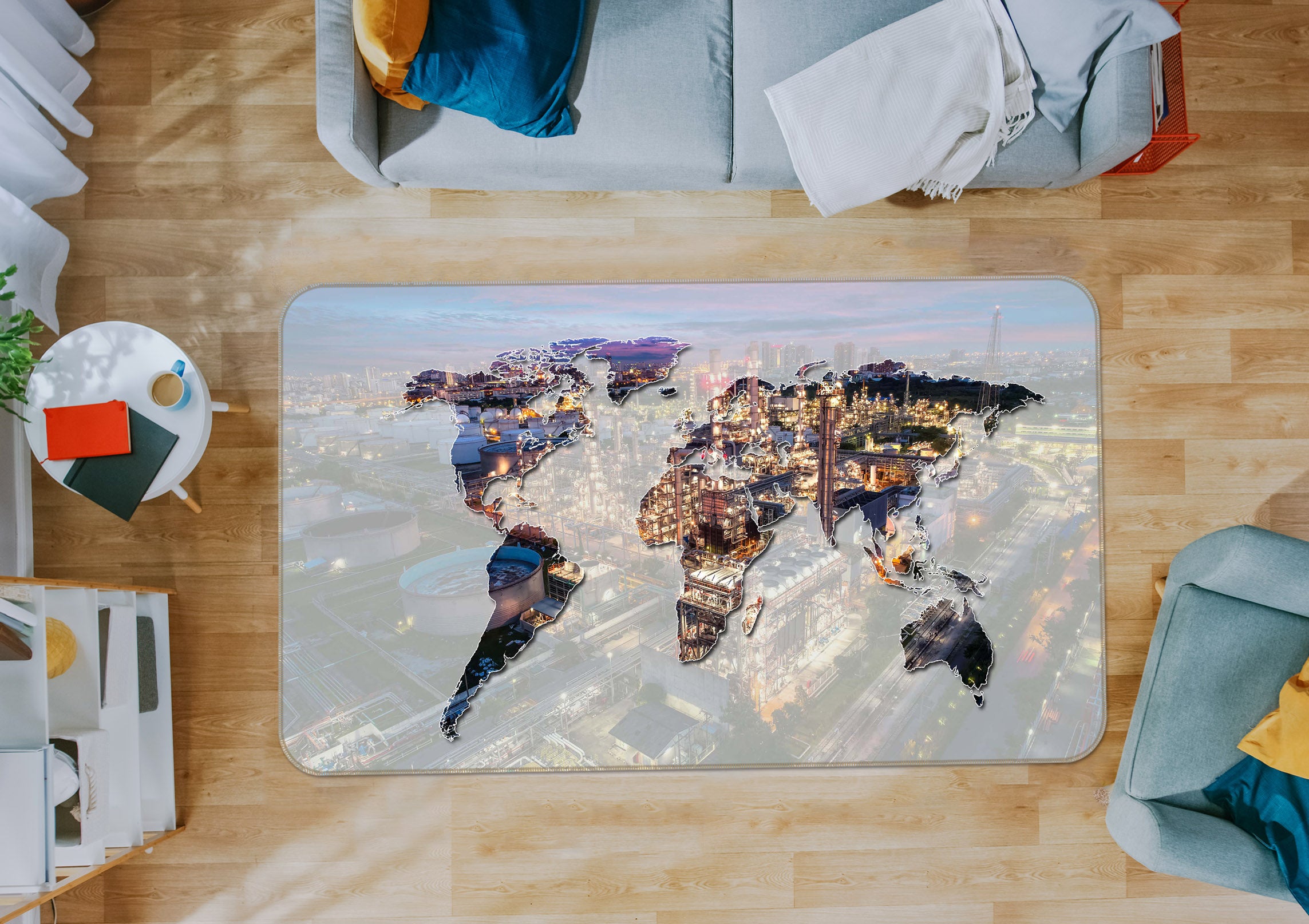 3D Abstract Art 279 World Map Non Slip Rug Mat