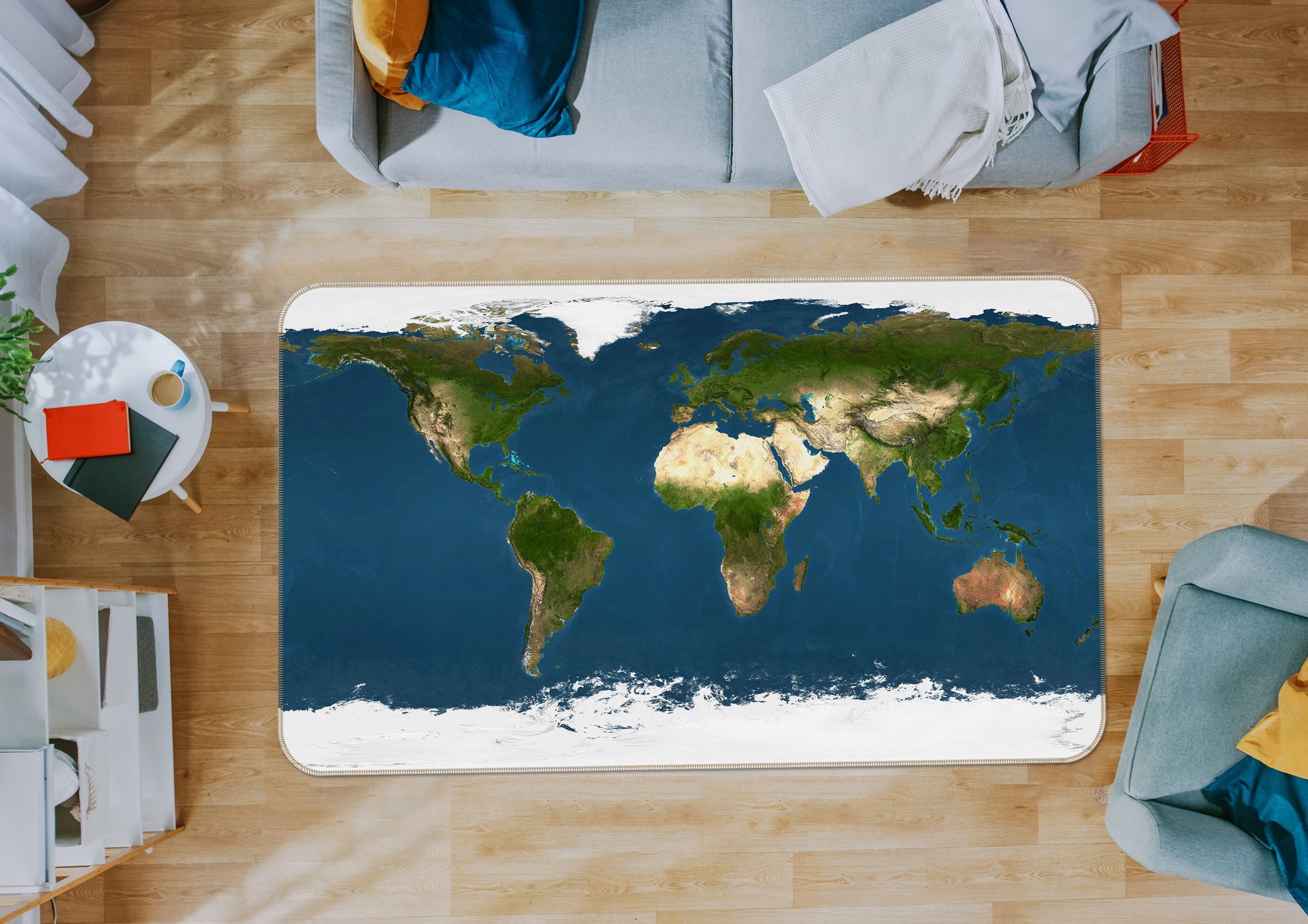 3D Green Space 319 World Map Non Slip Rug Mat