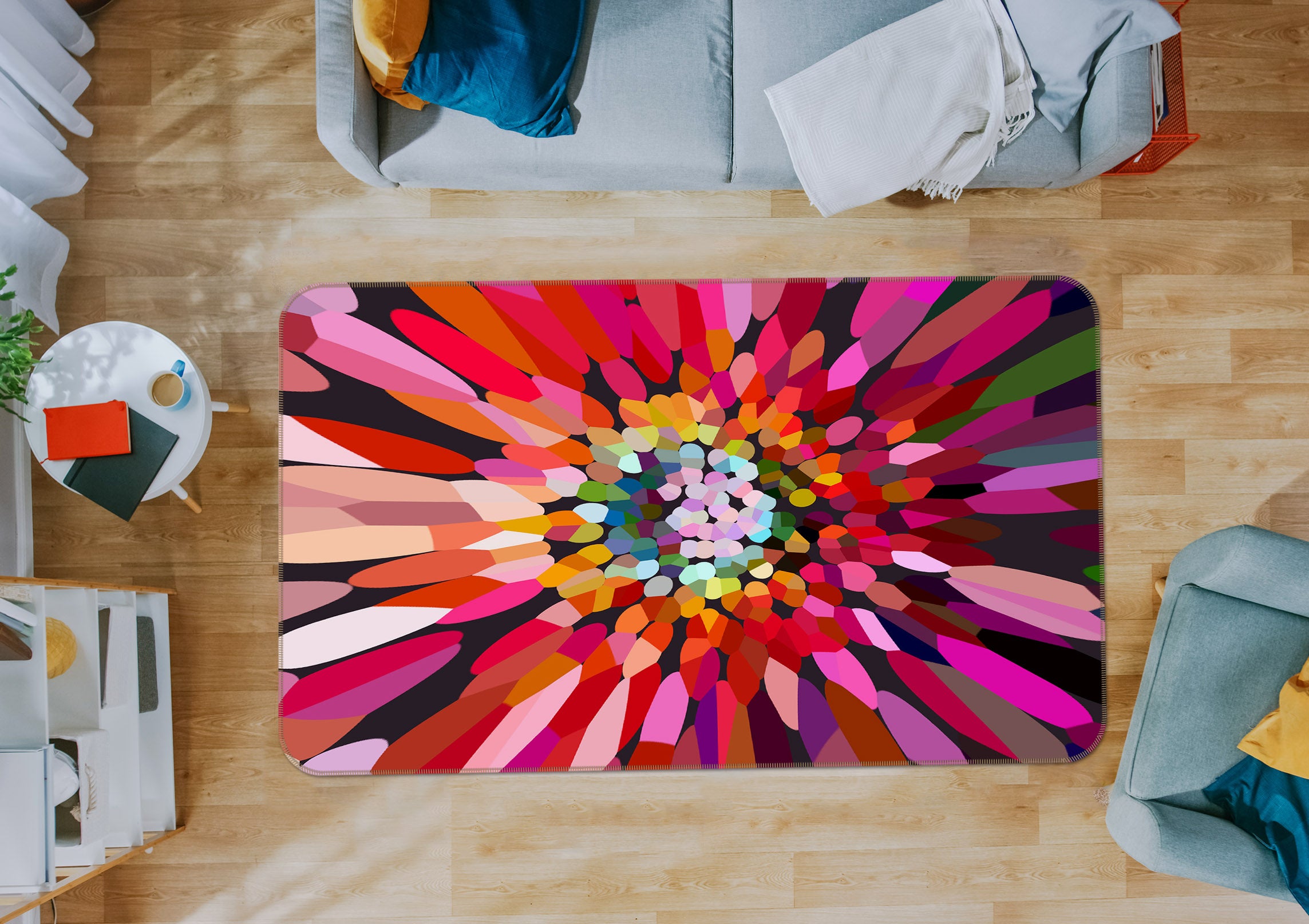 3D Pink Flower Horizontal 71015 Shandra Smith Rug Non Slip Rug Mat