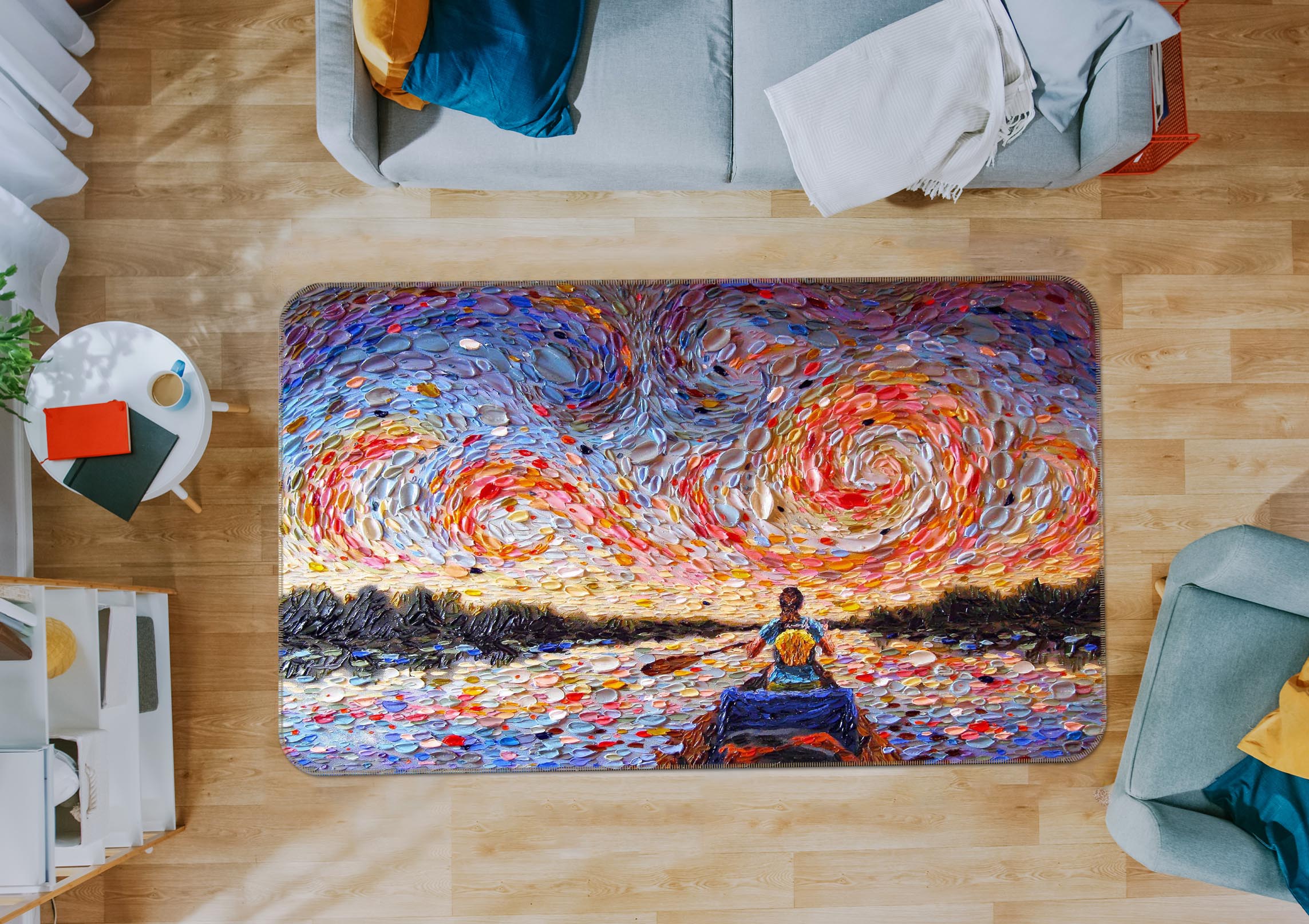 3D Shell Sunset 1001 Dena Tollefson Rug Non Slip Rug Mat