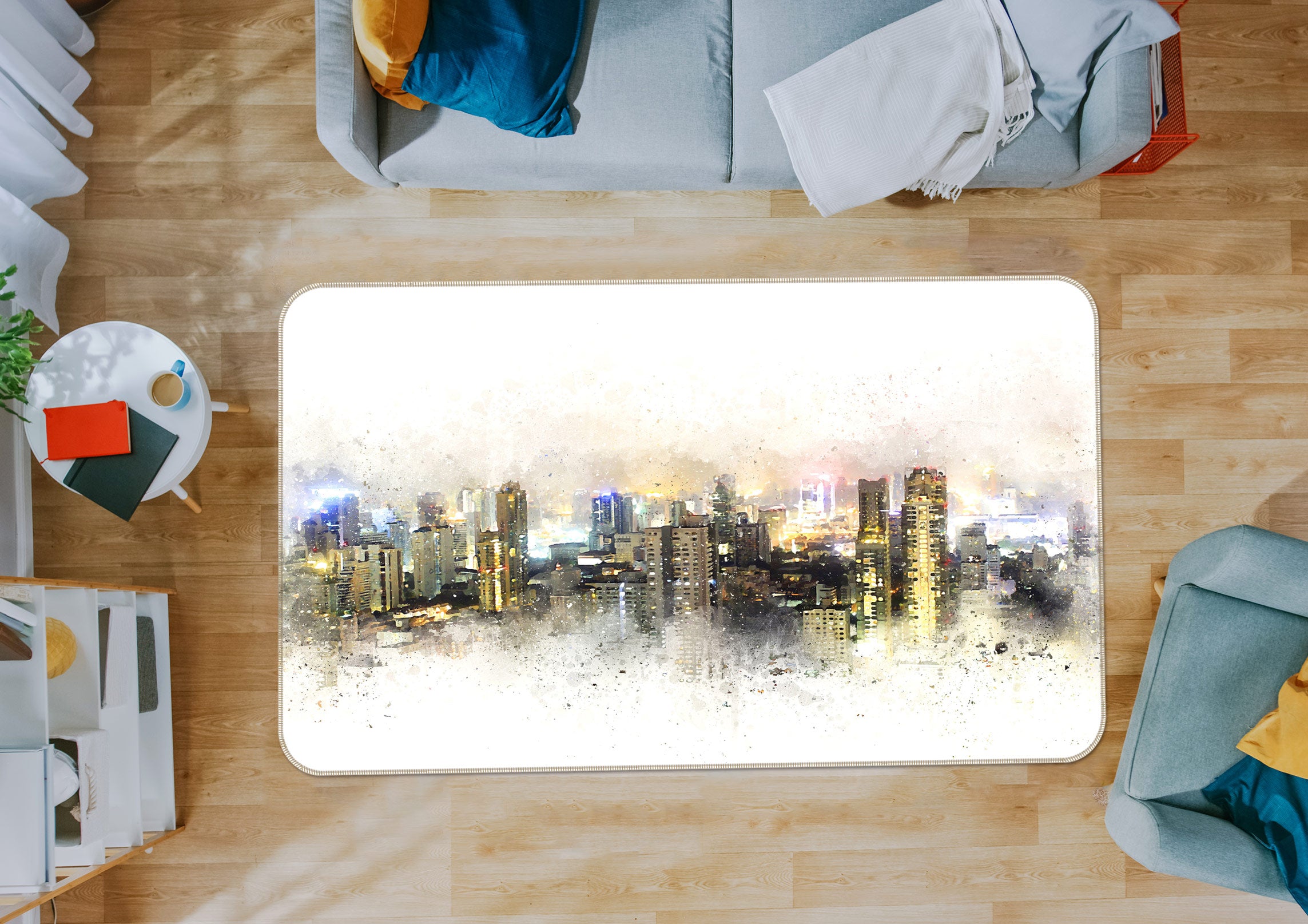 3D Night Building 1049 Non Slip Rug Mat