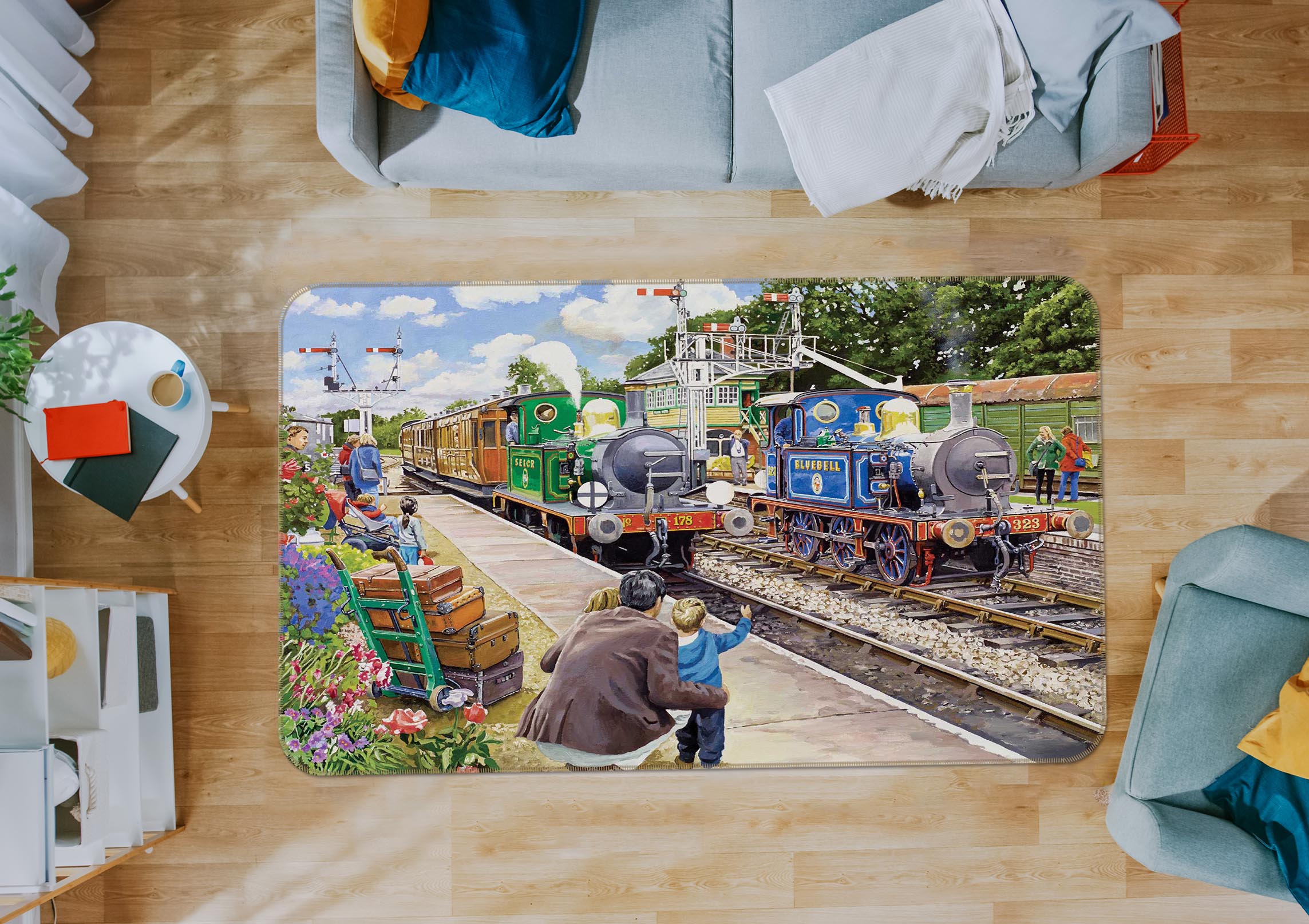 3D The Bluebell Railway 1107 Trevor Mitchell Rug Non Slip Rug Mat