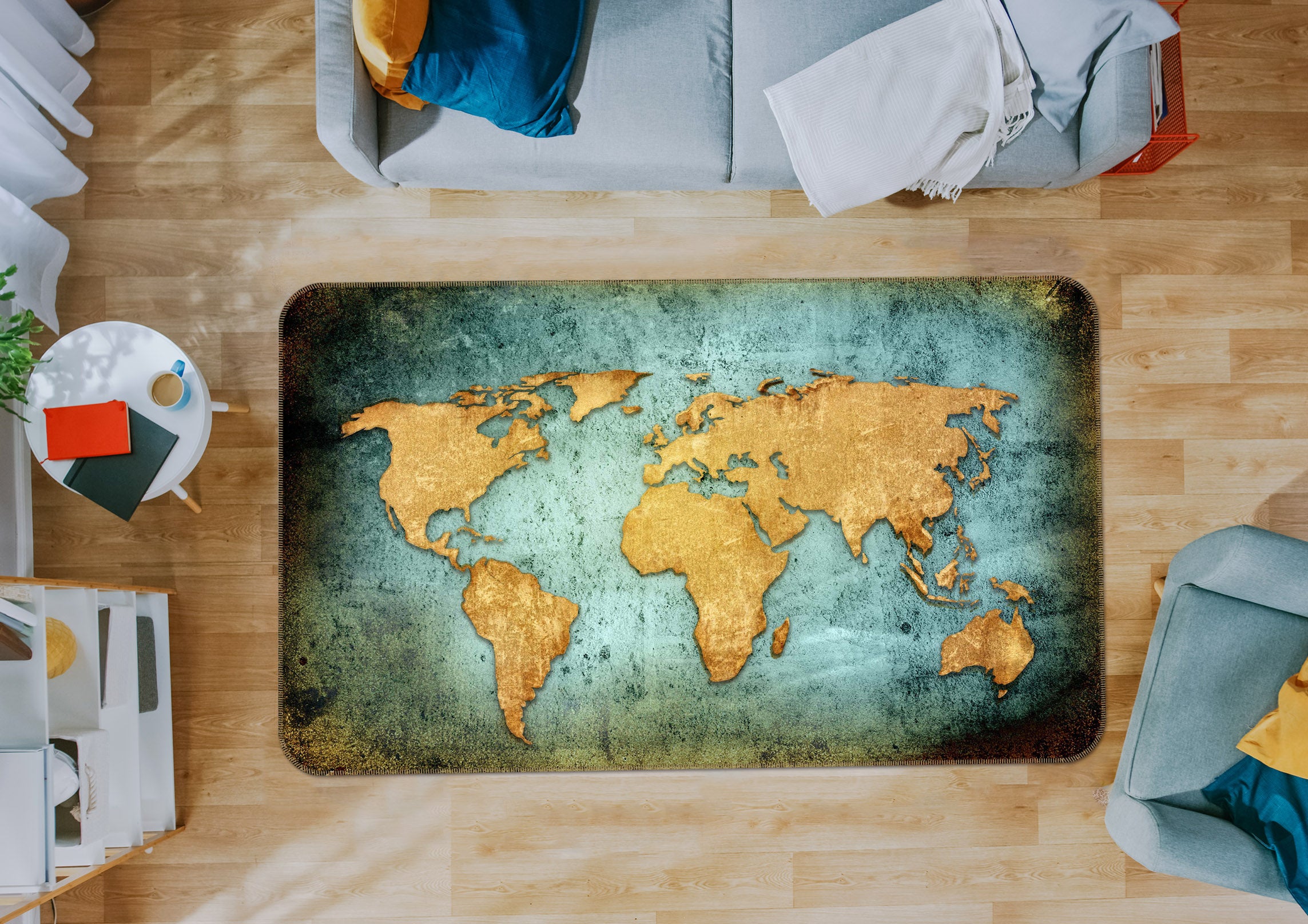 3D Auspicious Clouds 209 World Map Non Slip Rug Mat