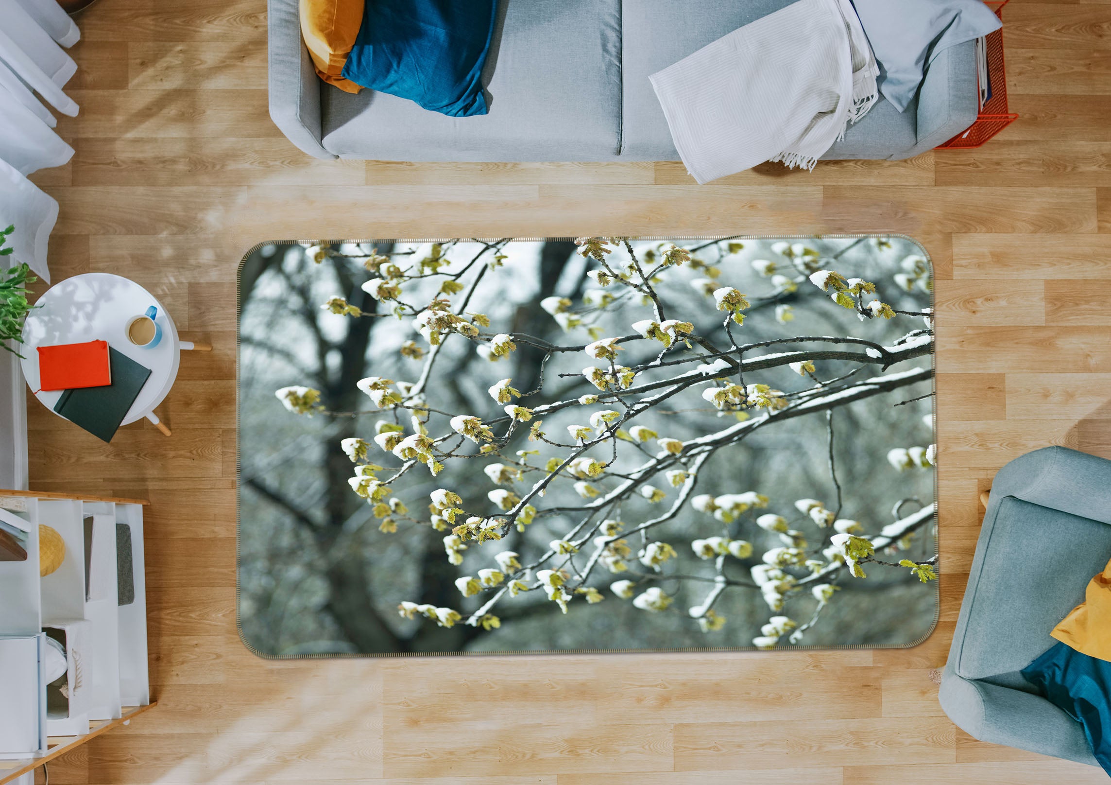 3D With Buds 3004 Assaf Frank Rug Non Slip Rug Mat