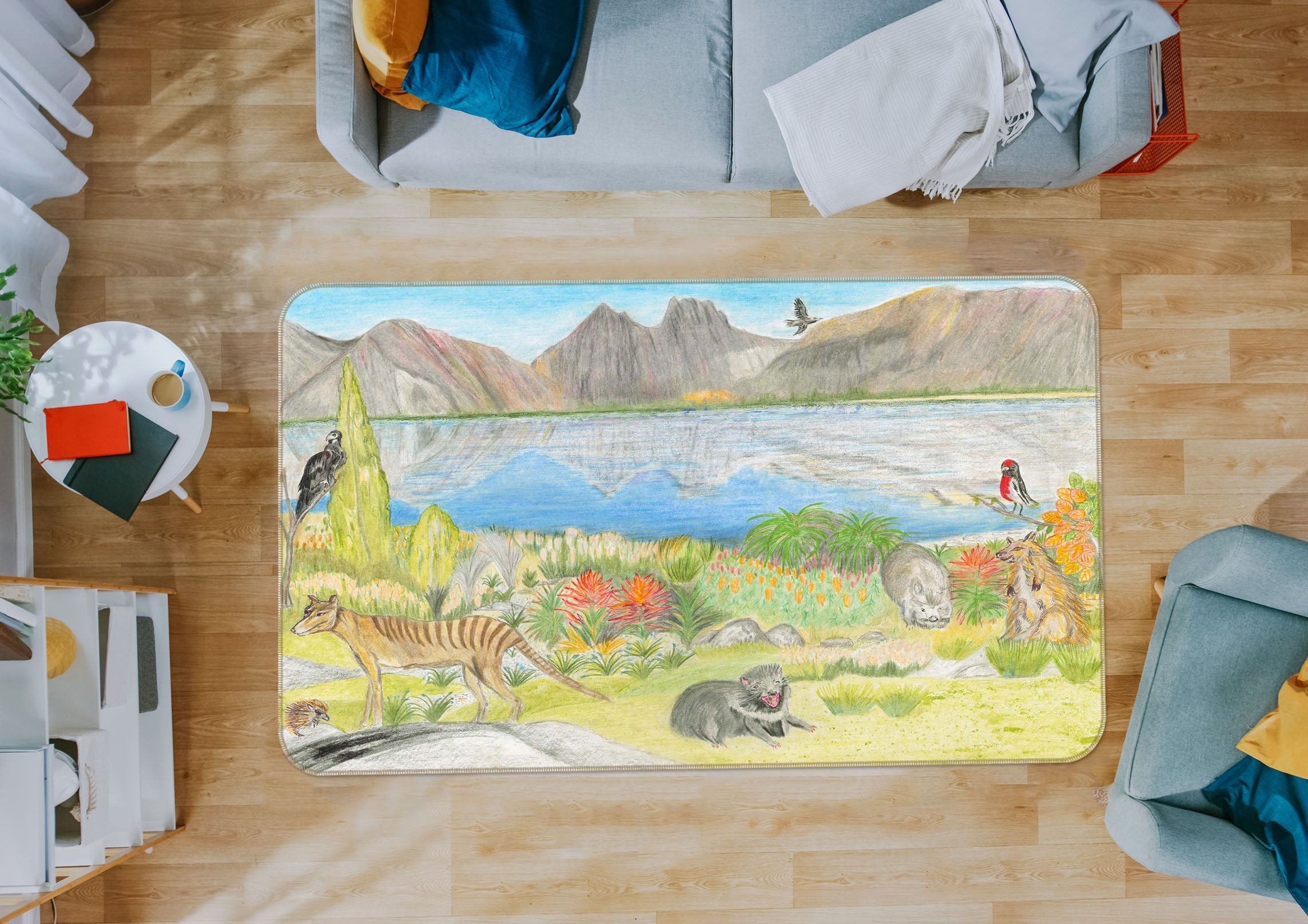 3D Steppe Animals 1055 Michael Sewell Rug Non Slip Rug Mat