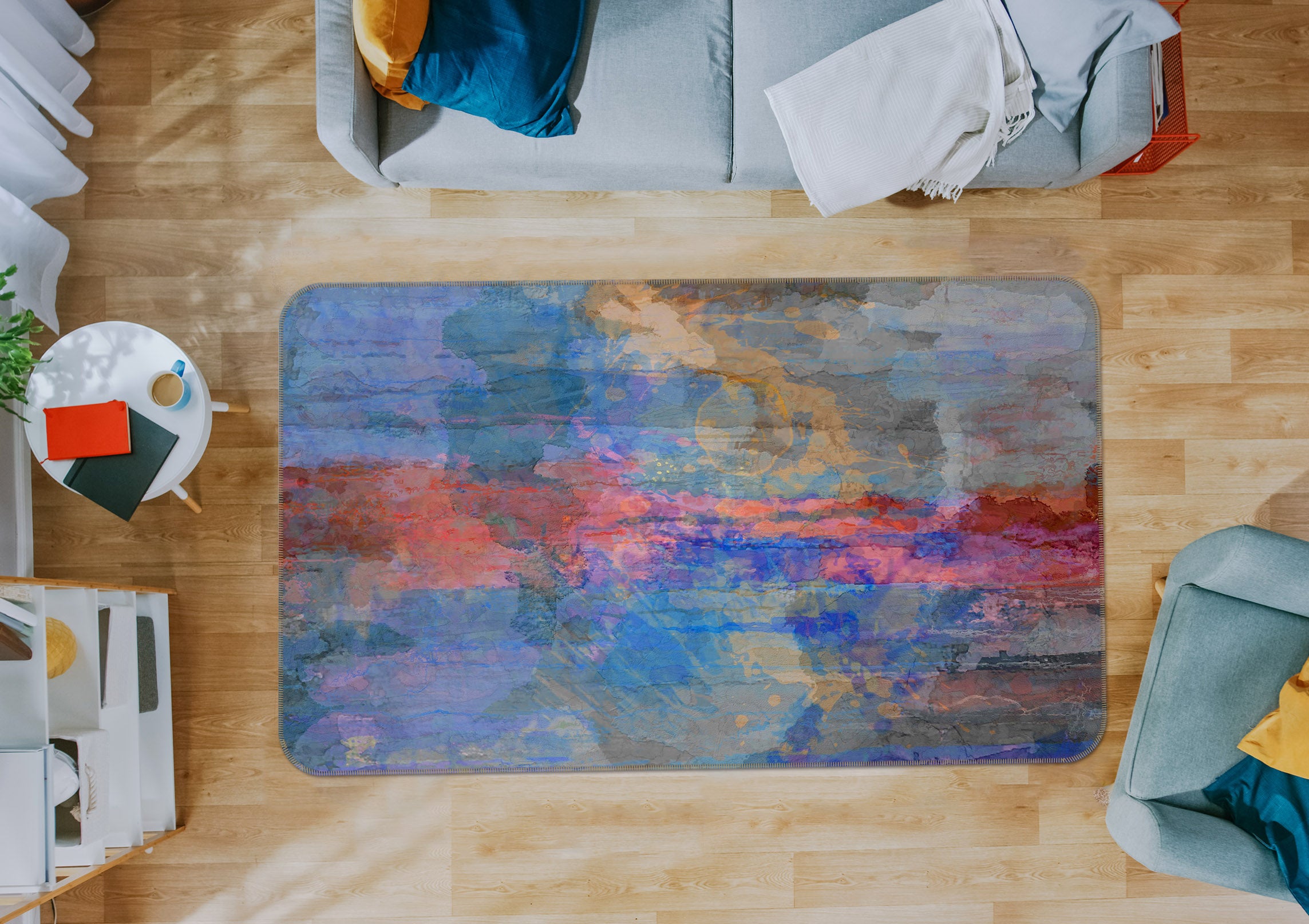 3D Blue Graffiti 126 Michael Tienhaara Rug Non Slip Rug Mat