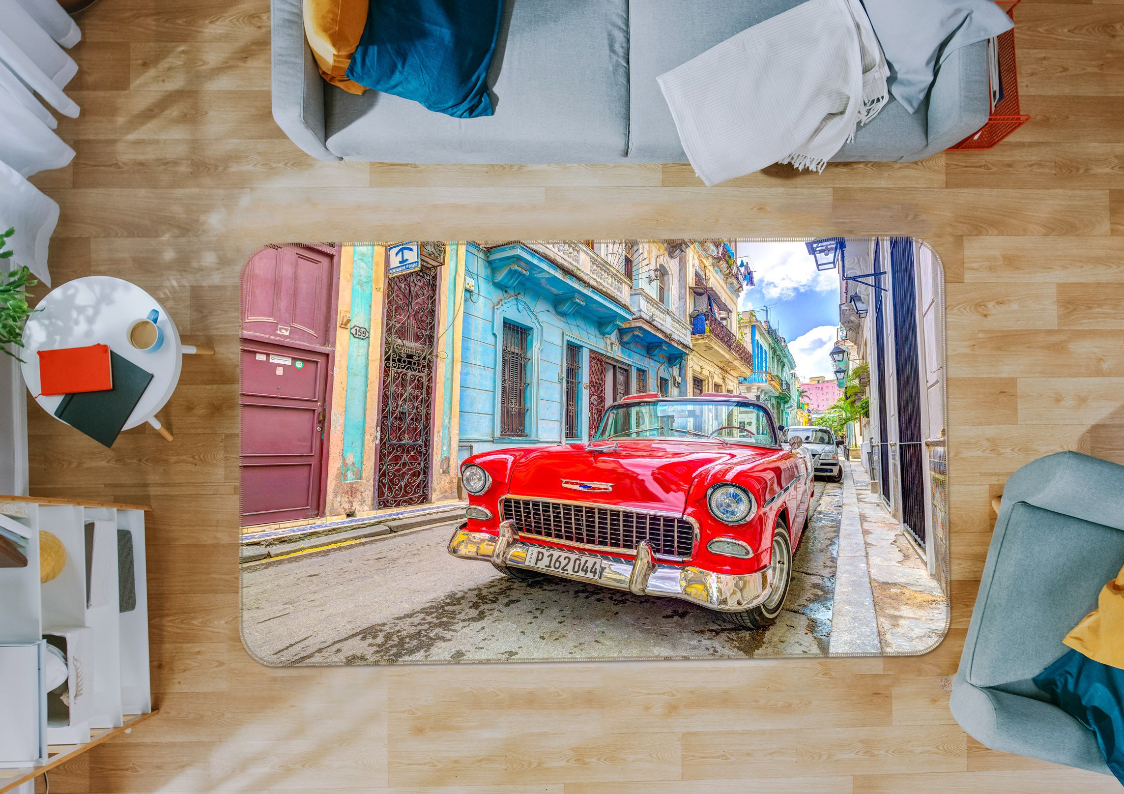 3D Red Truck 1017 Assaf Frank Rug Non Slip Rug Mat