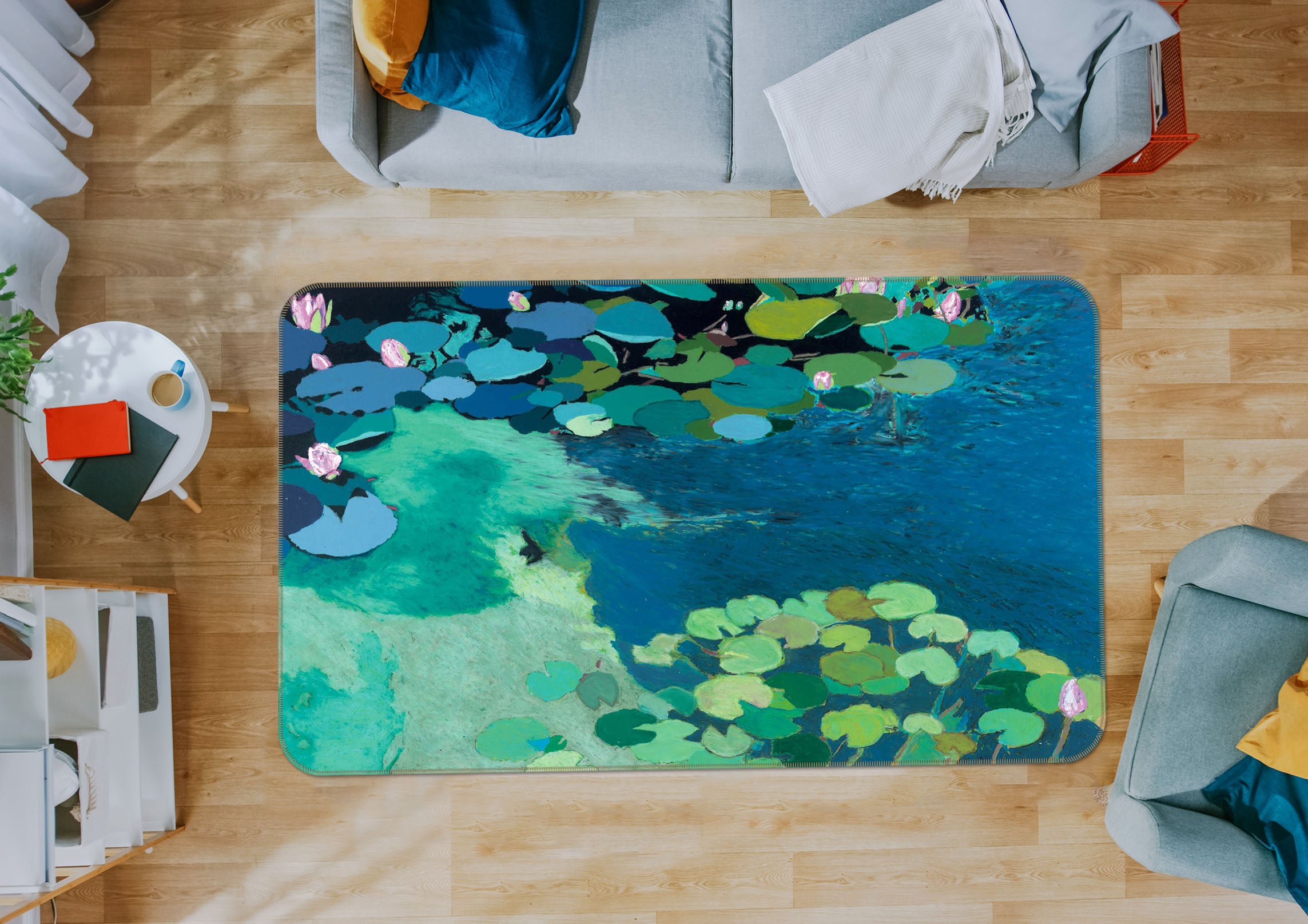 3D Summer Lotus Pond 1087 Allan P. Friedlander Rug Non Slip Rug Mat