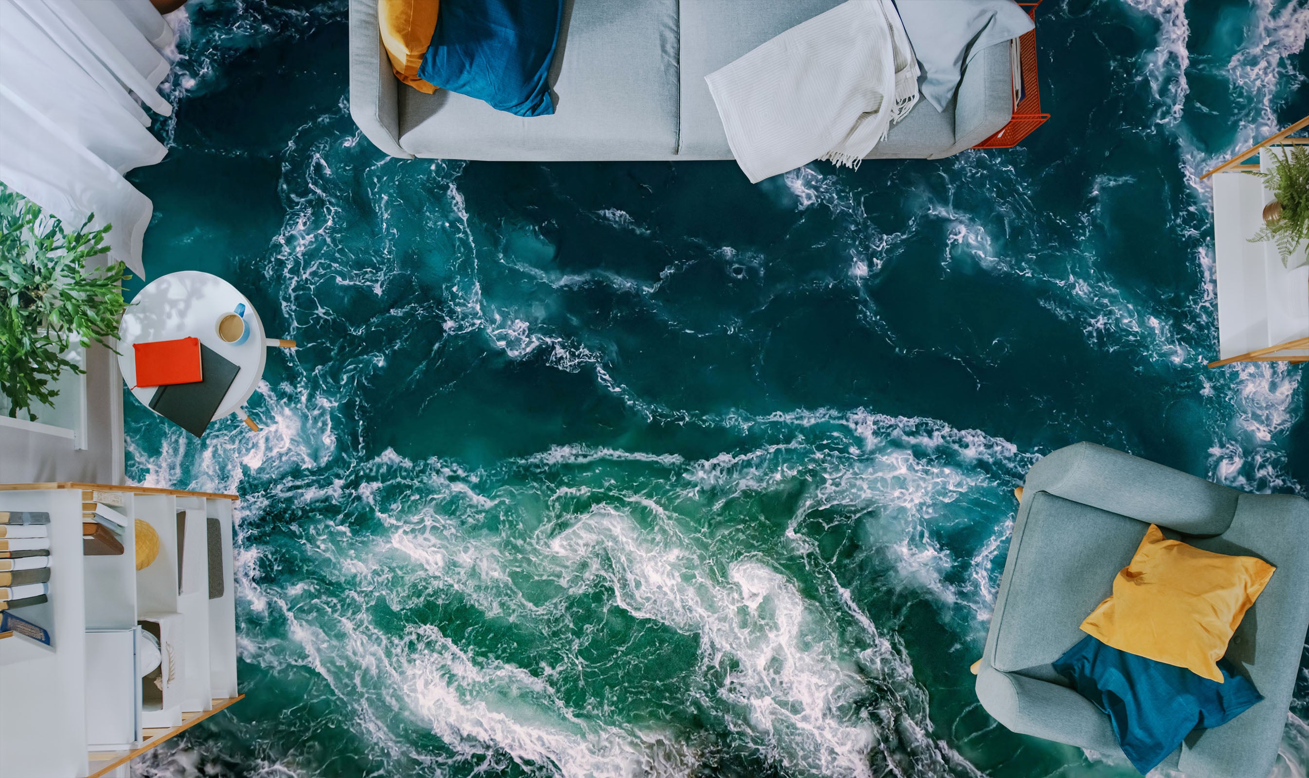 3D Waves Of The Sea 249 Floor Mural Wallpaper Murals Rug & Mat Print Epoxy waterproof bath floor