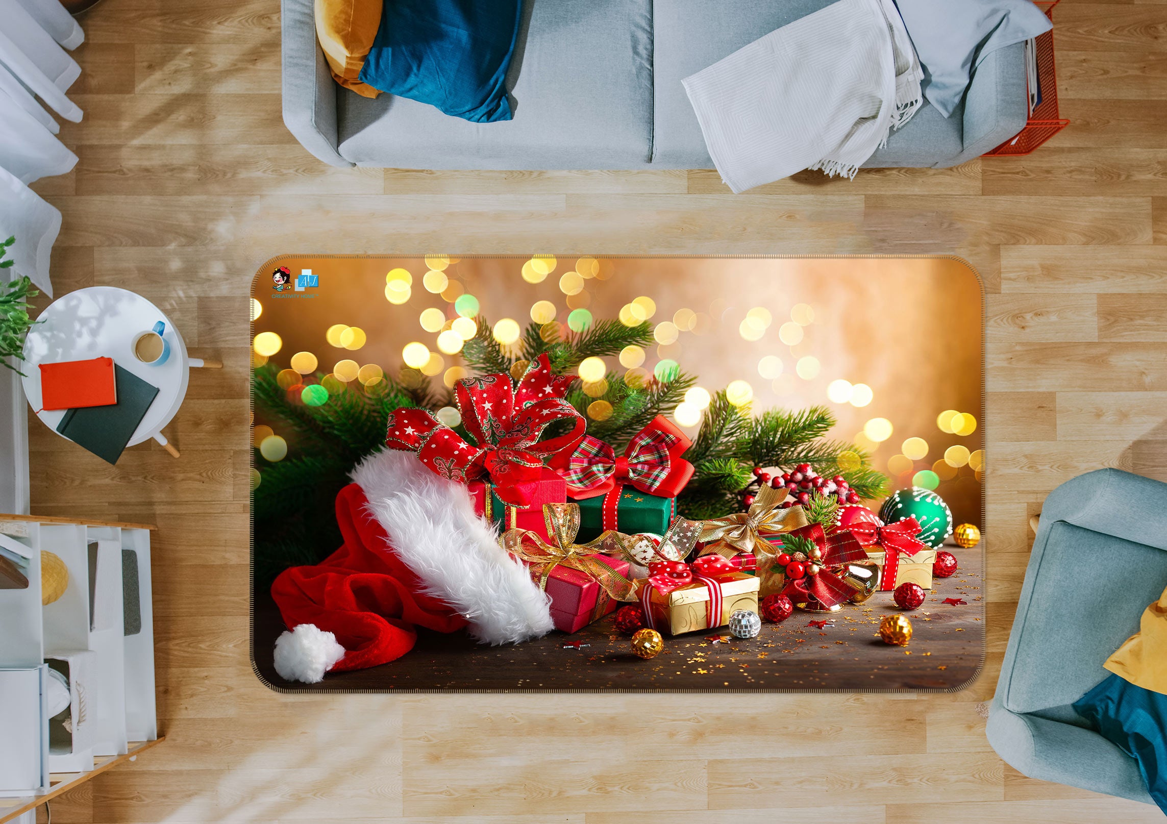3D Hat Gift 56147 Christmas Non Slip Rug Mat Xmas