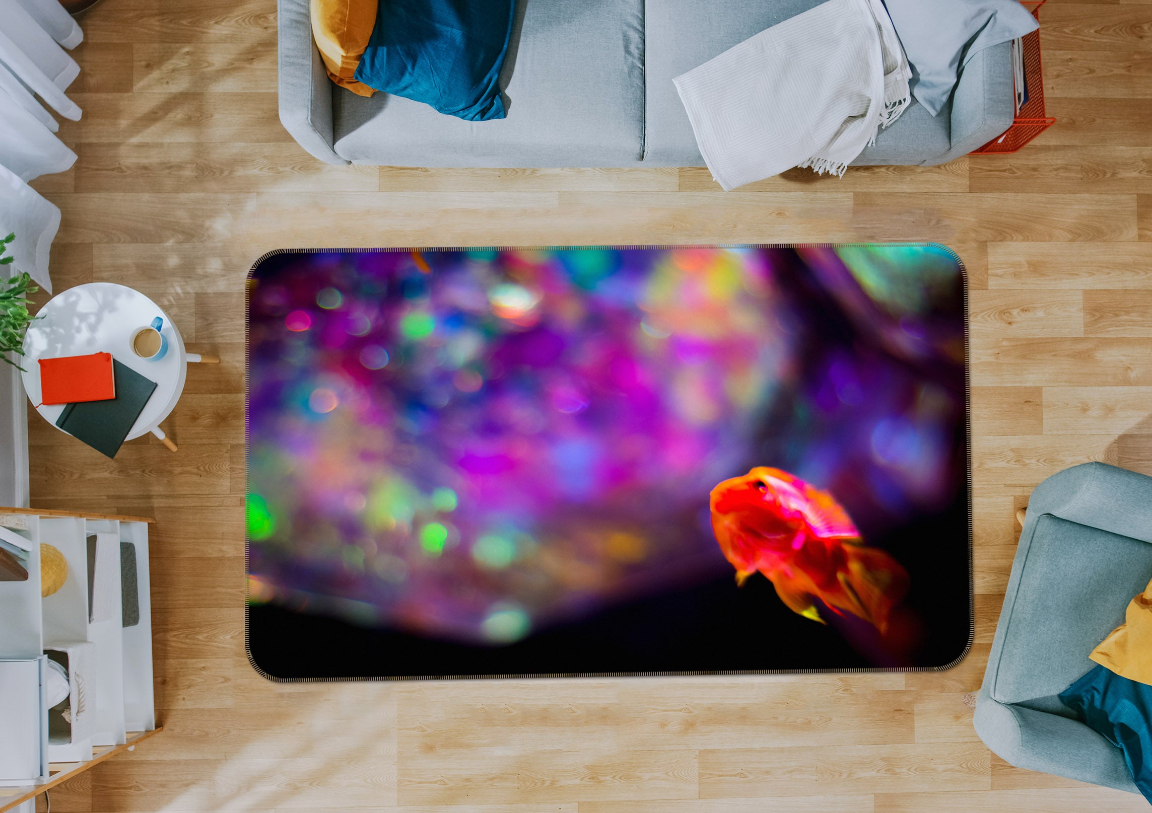 3D Colored Lights 1001 Noirblanc777 Rug Non Slip Rug Mat