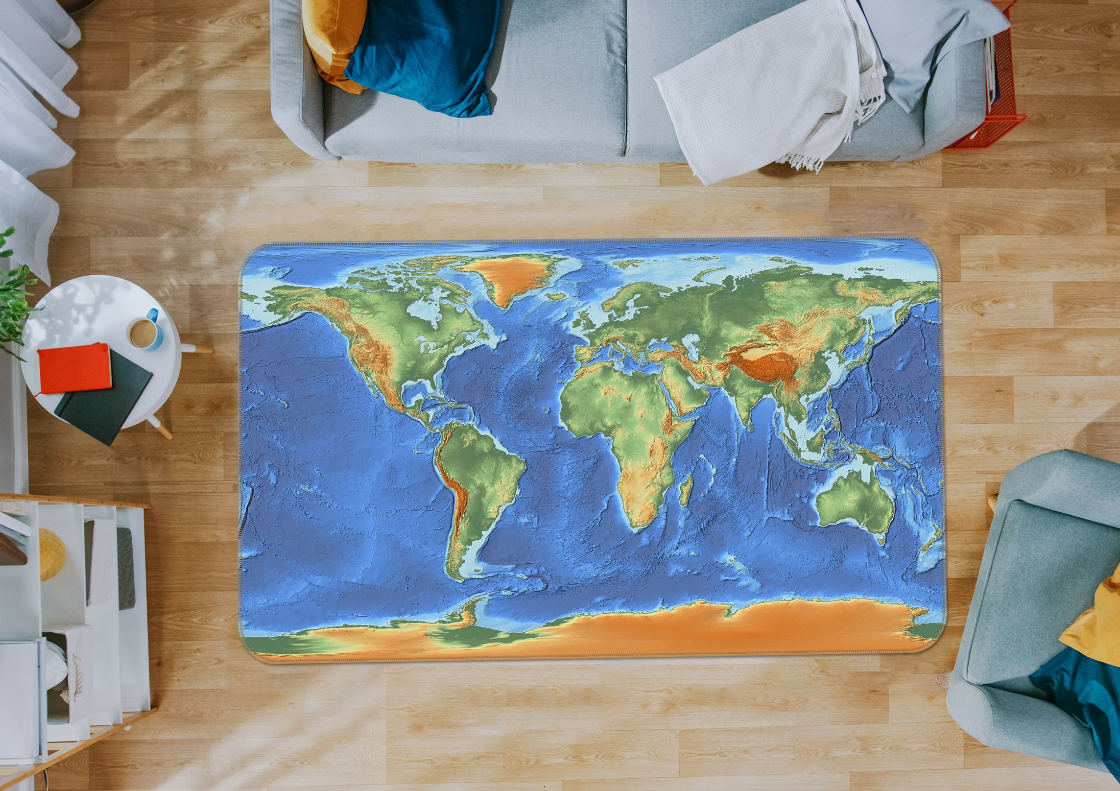 3D Volcano Eruption 220 World Map Non Slip Rug Mat