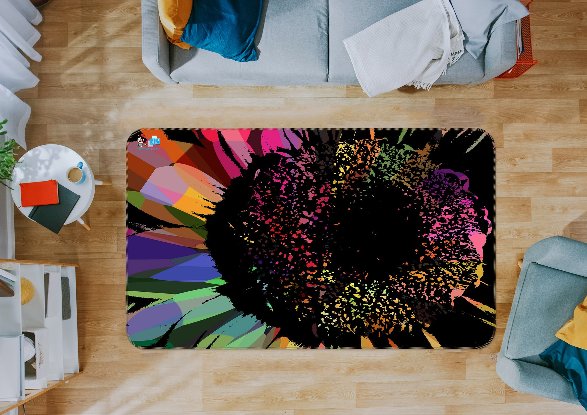 3D Colored Petals 19157 Shandra Smith Rug Non Slip Rug Mat