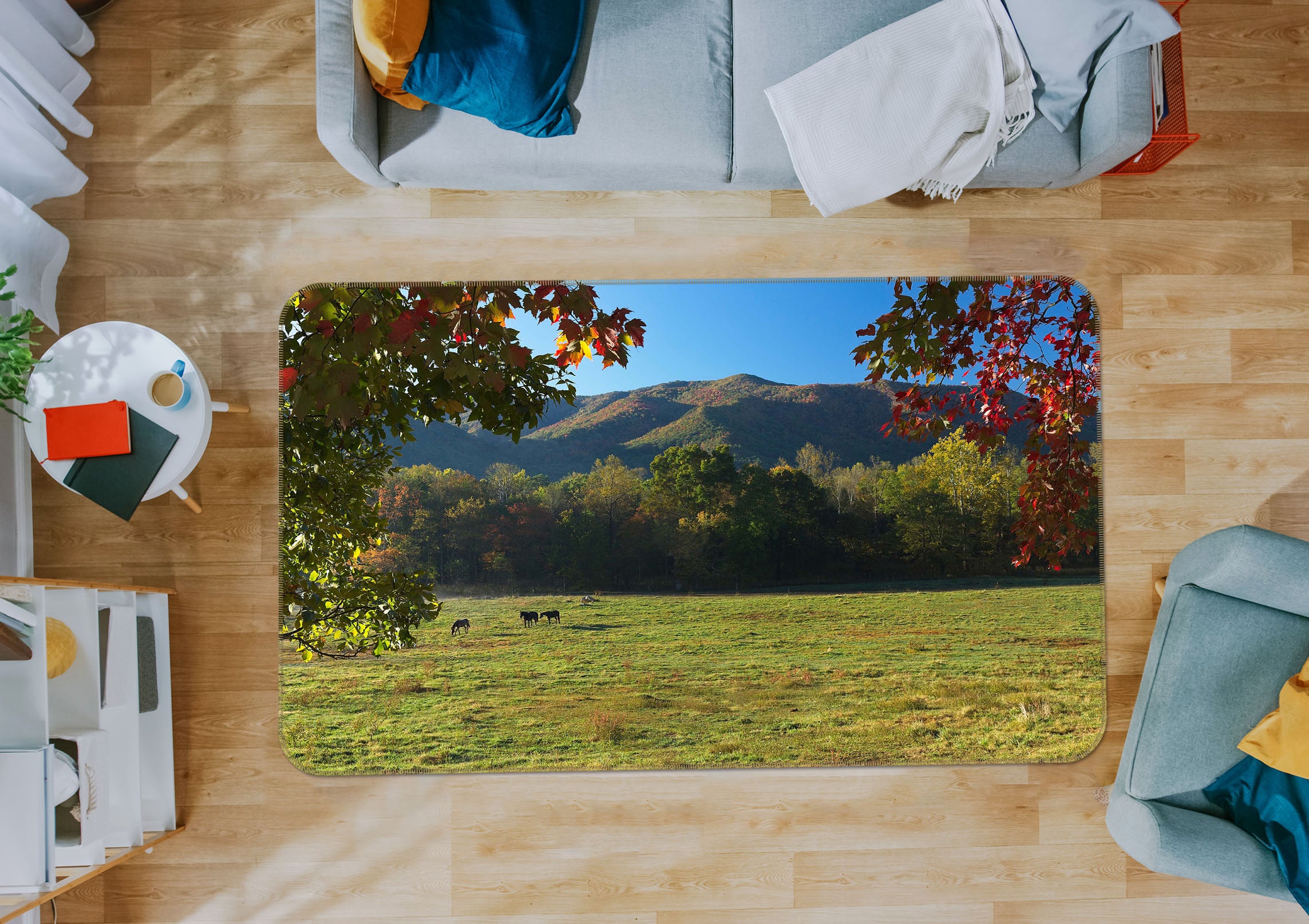 3D Horses Valley 1110 Kathy Barefield Rug Non Slip Rug Mat