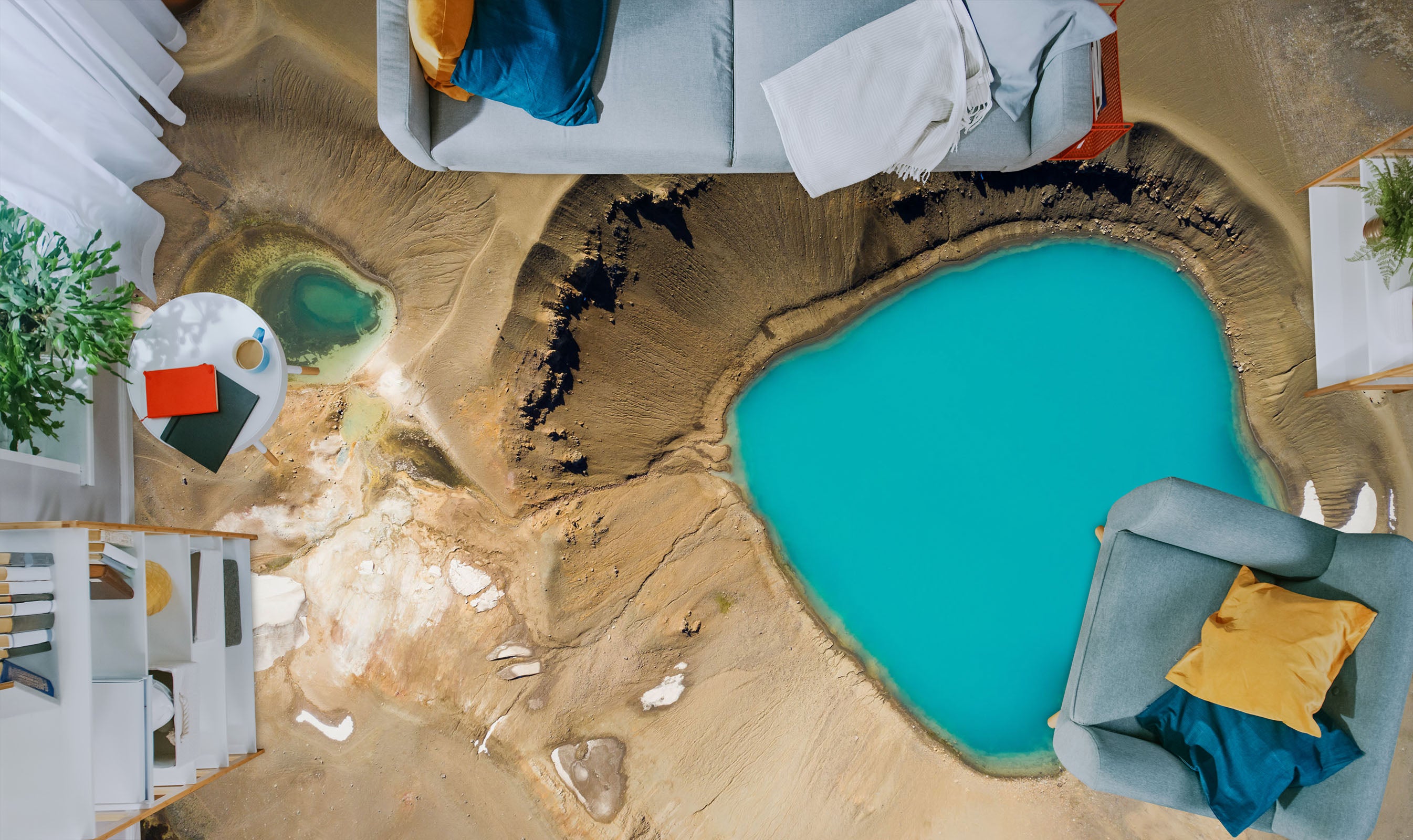 3D Small Blue Lake 215 Floor Mural Wallpaper Murals Rug & Mat Print Epoxy waterproof bath floor