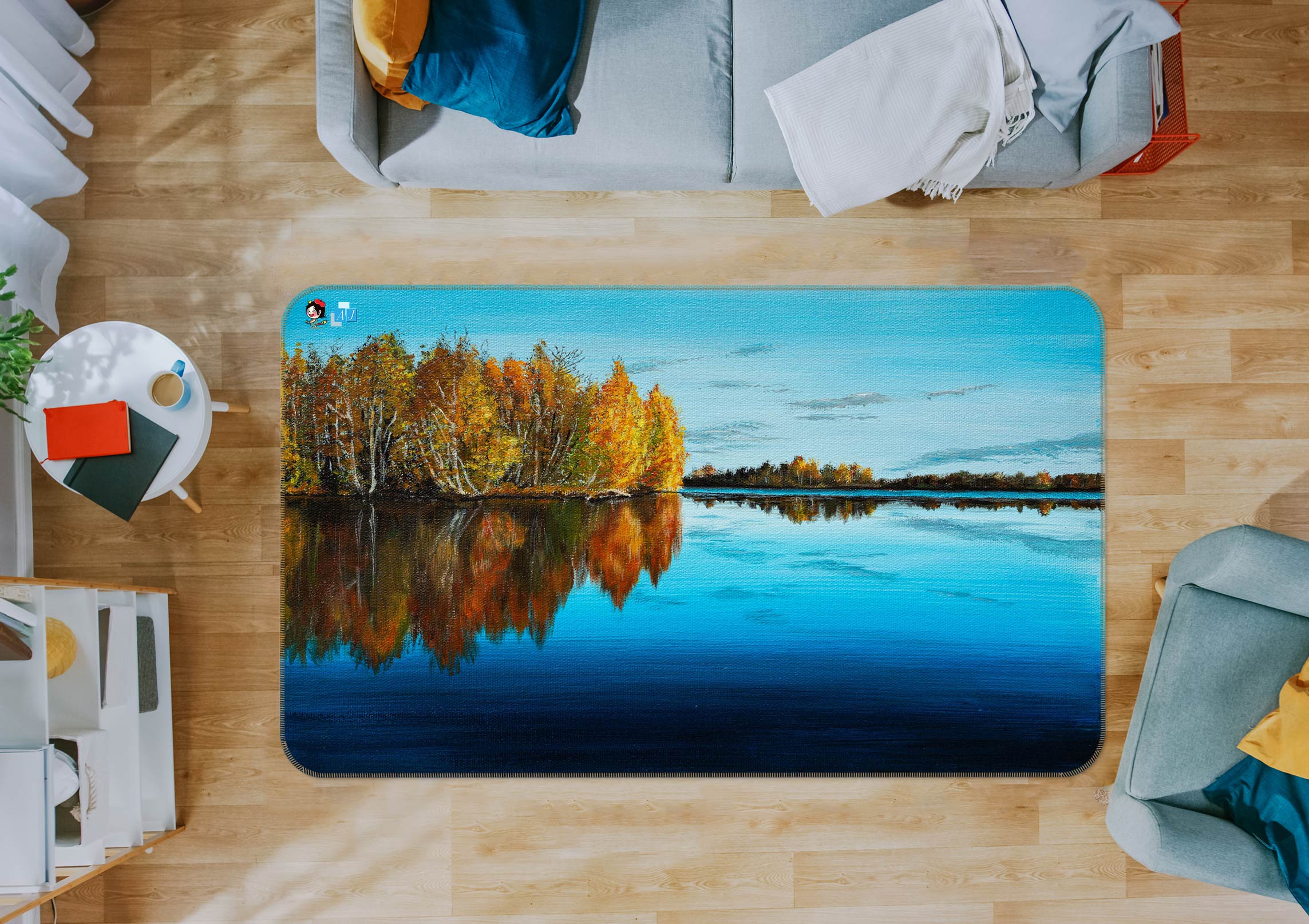 3D Lake Woods 1880 Marina Zotova Rug Non Slip Rug Mat